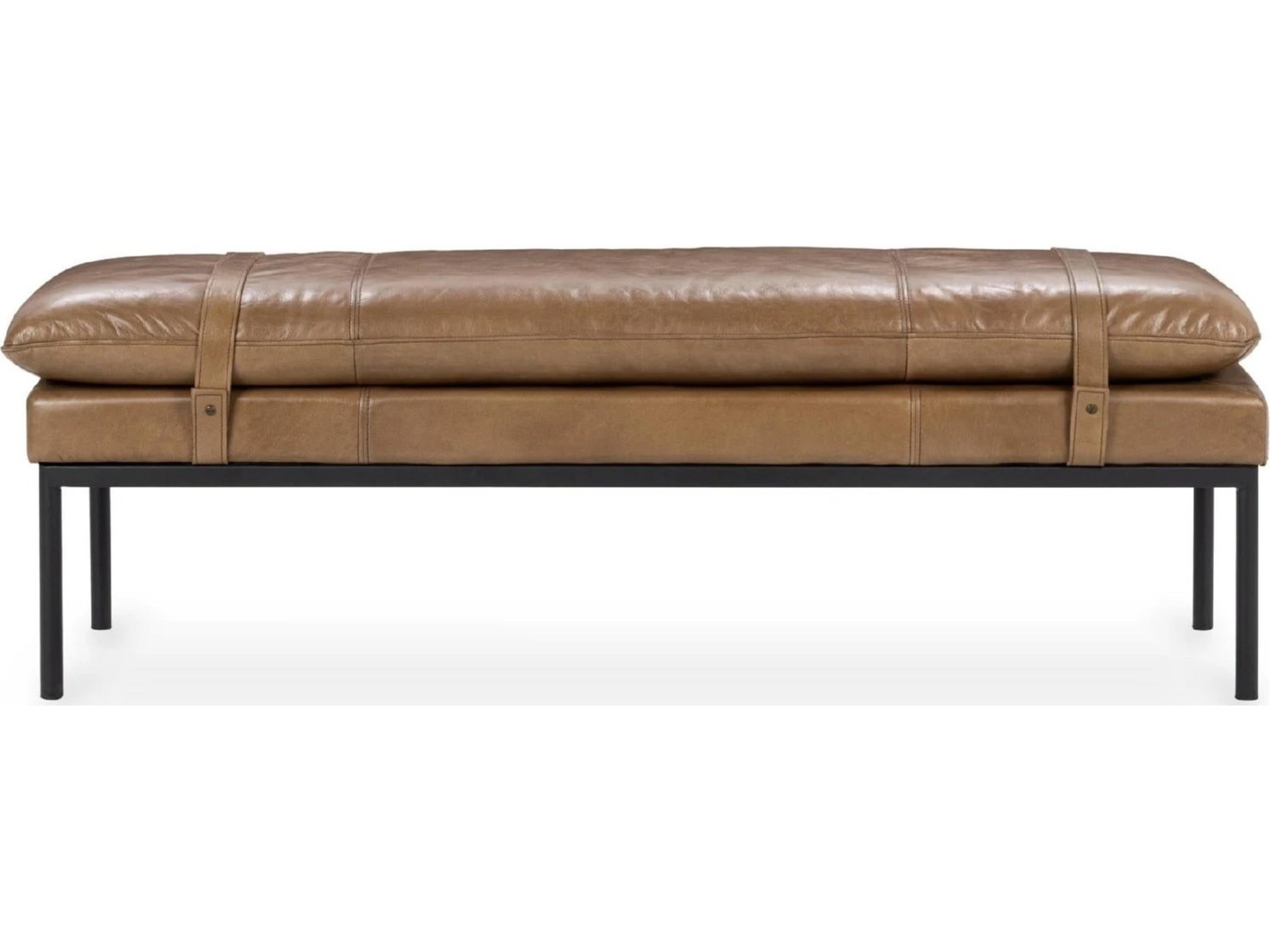 Classic Home Celiah Tan Brown Faux Leather Accent Bench