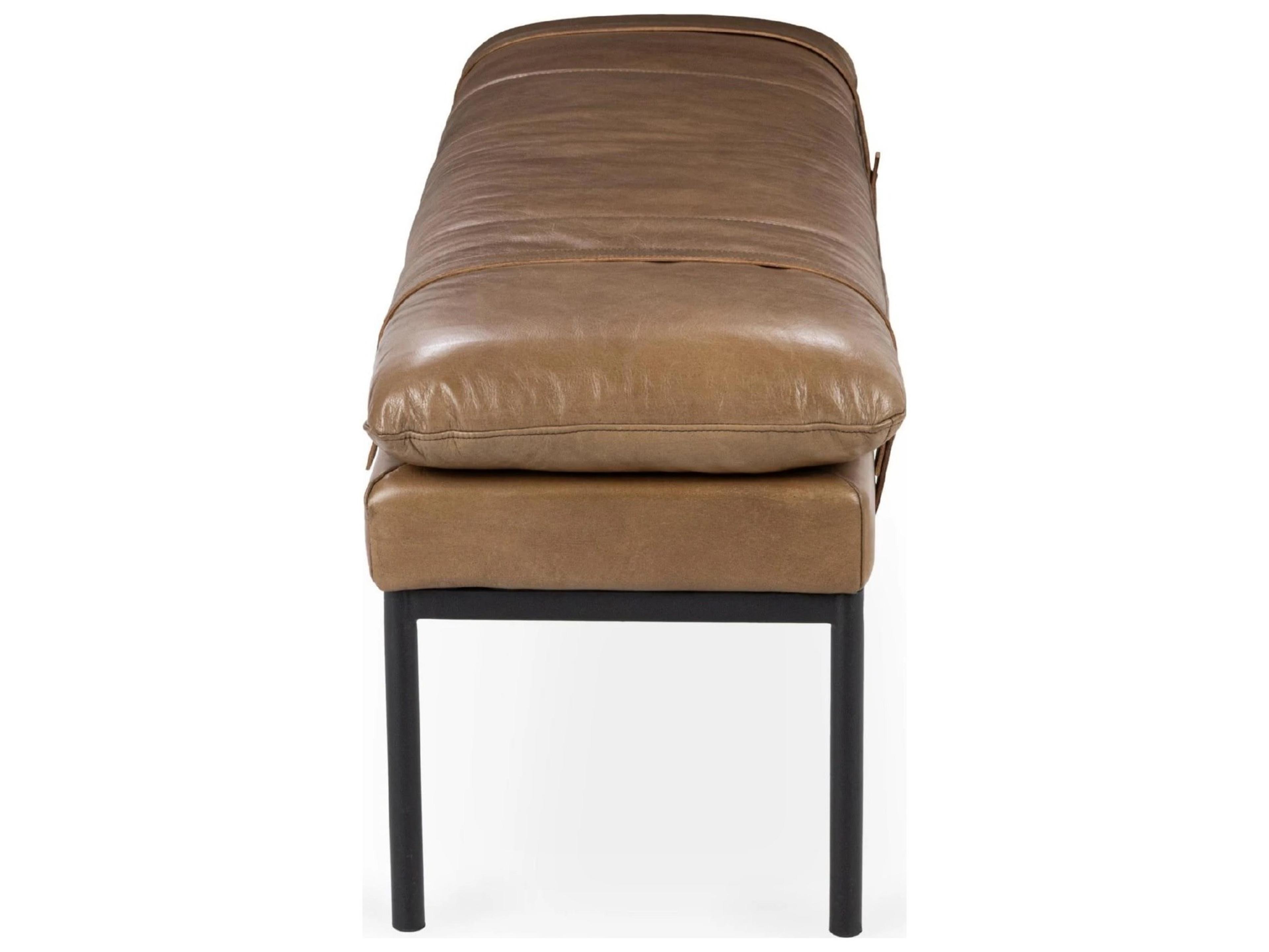 Classic Home Celiah Tan Brown Faux Leather Accent Bench