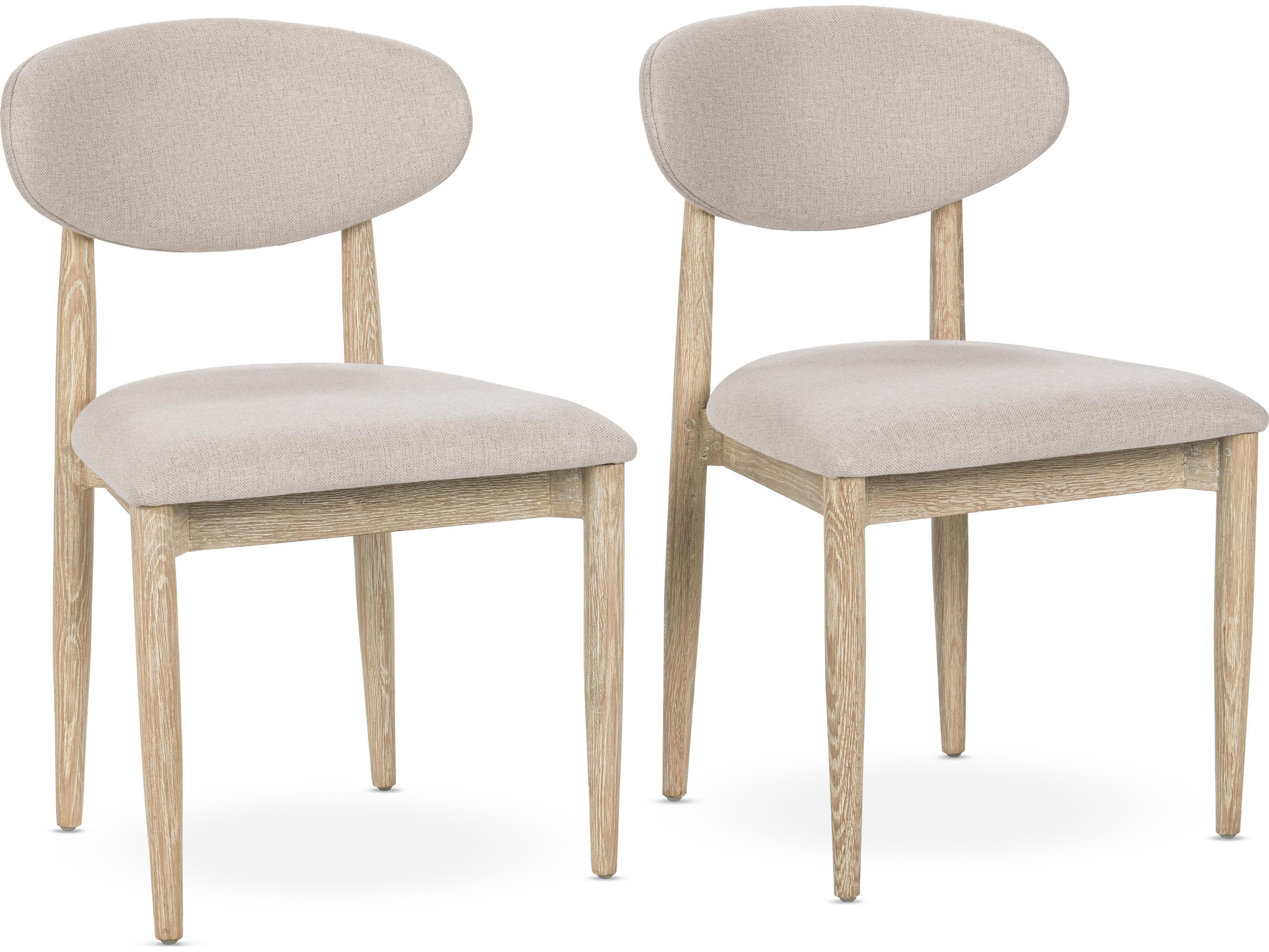 Tiber Oak Wood Beige Upholstered Armless Dining Chair