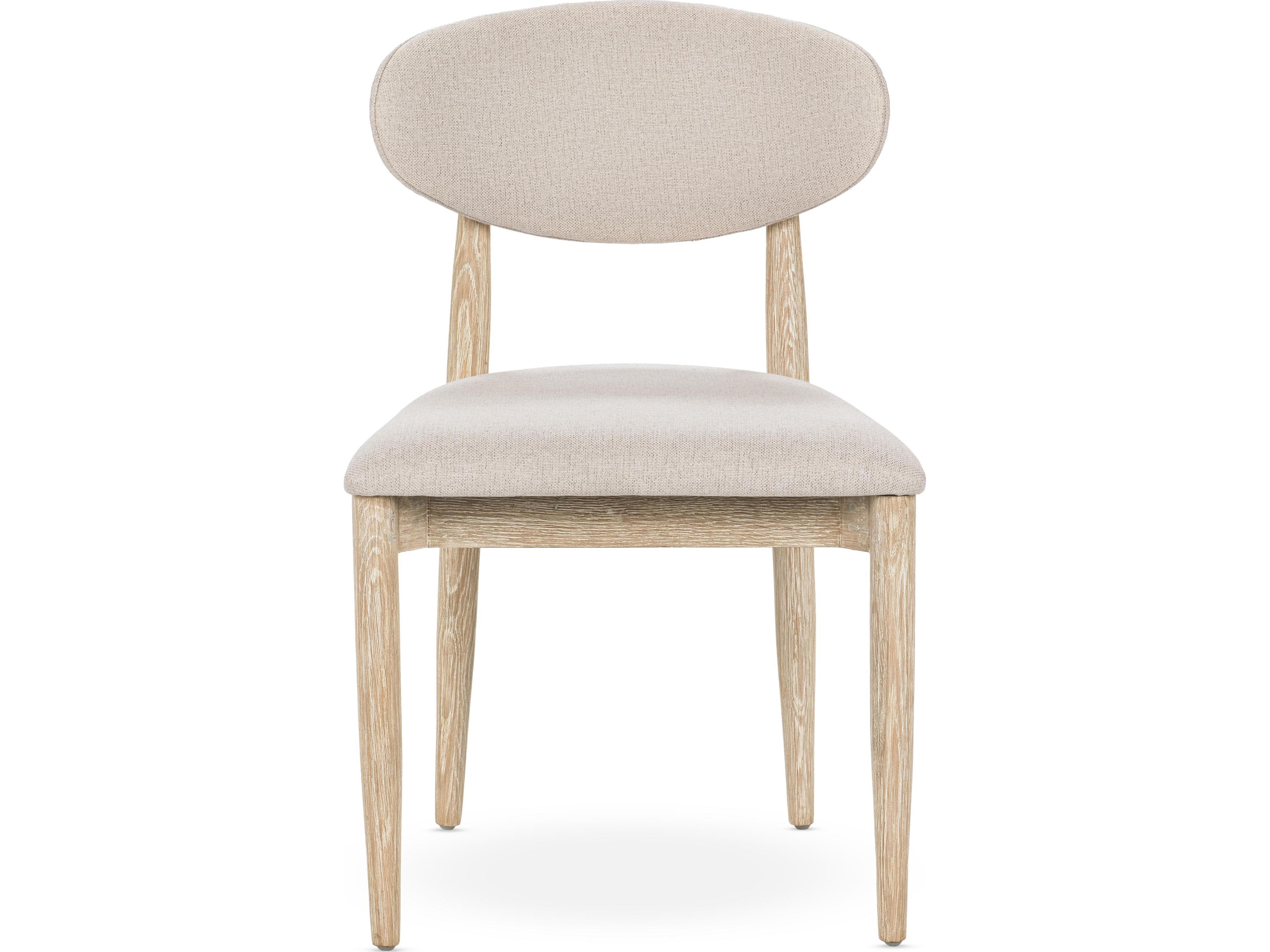 Classic Home Tiber Oak Wood Beige Upholstered Armless Dining Chair