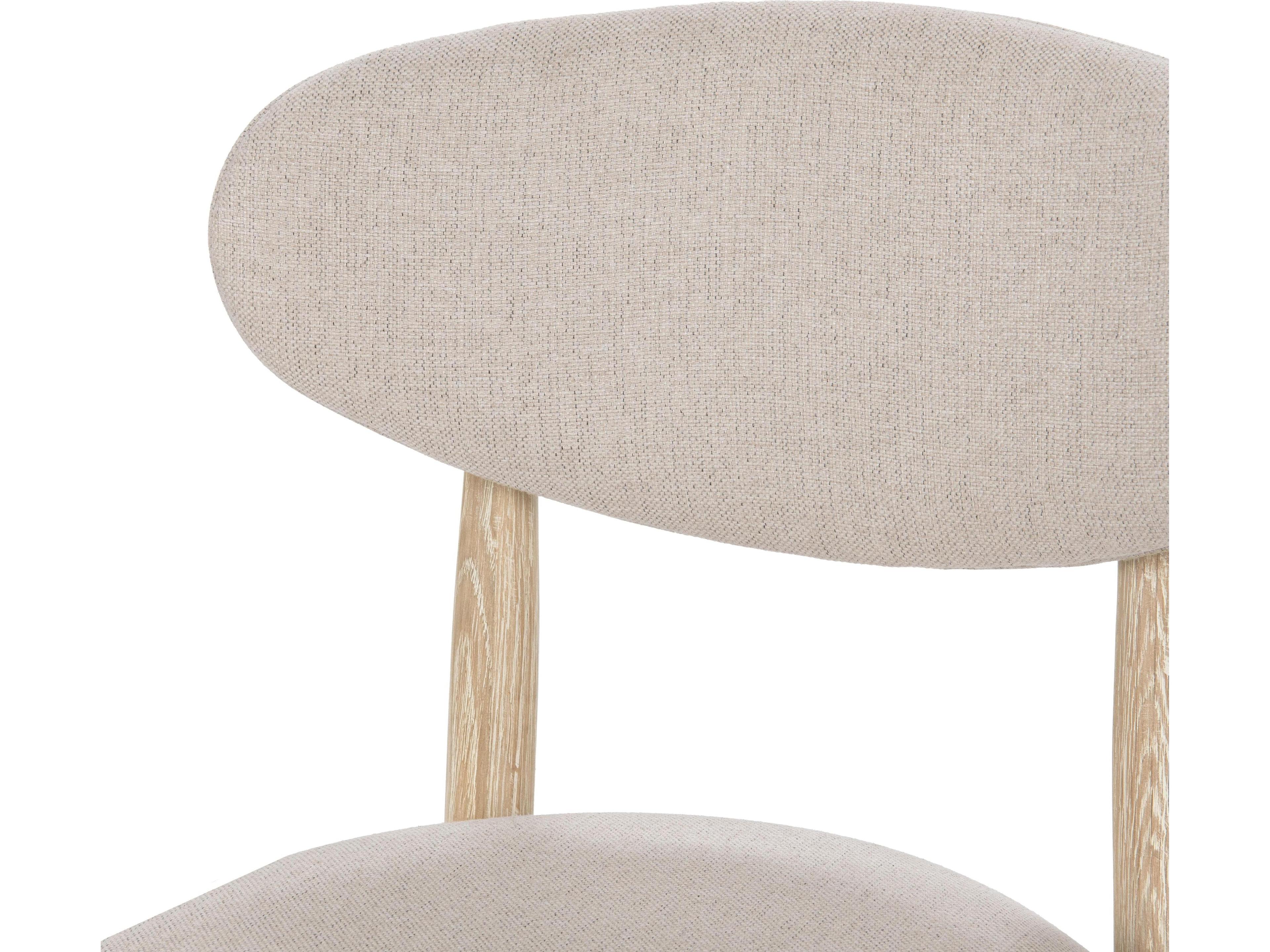 Classic Home Tiber Oak Wood Beige Upholstered Armless Dining Chair