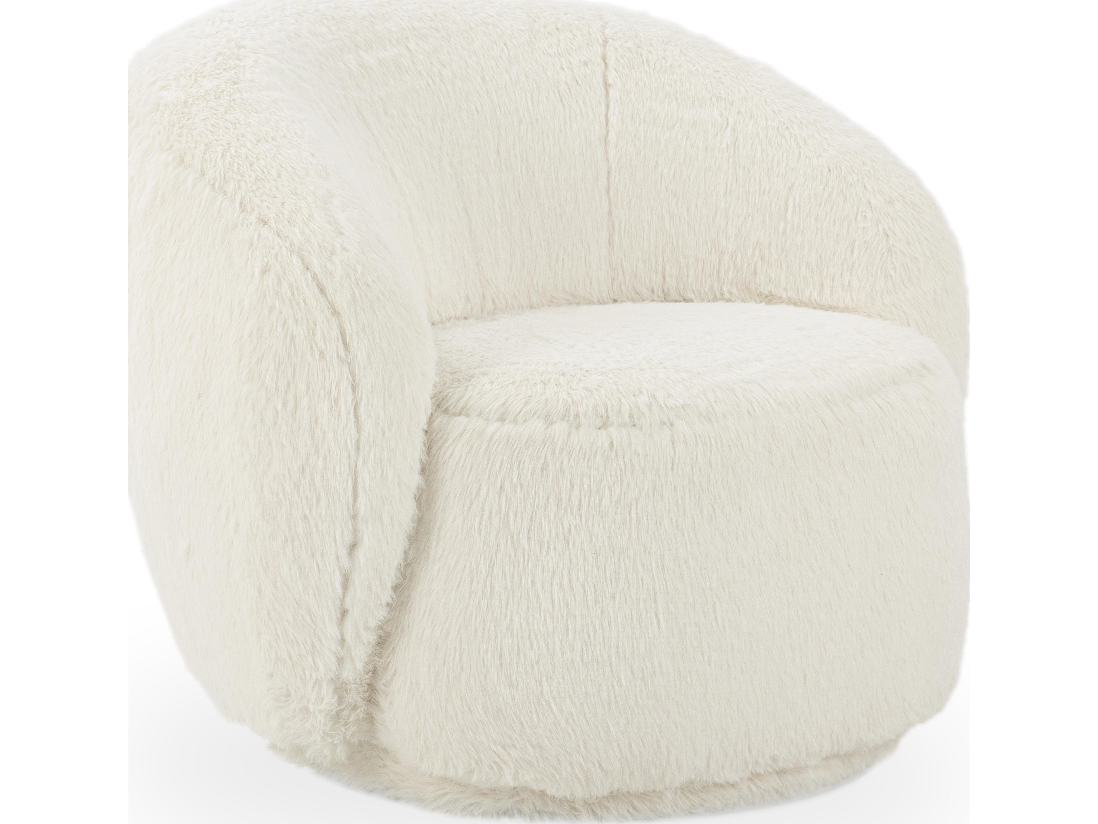 Adley Swivel Cream Fur Accent Chair