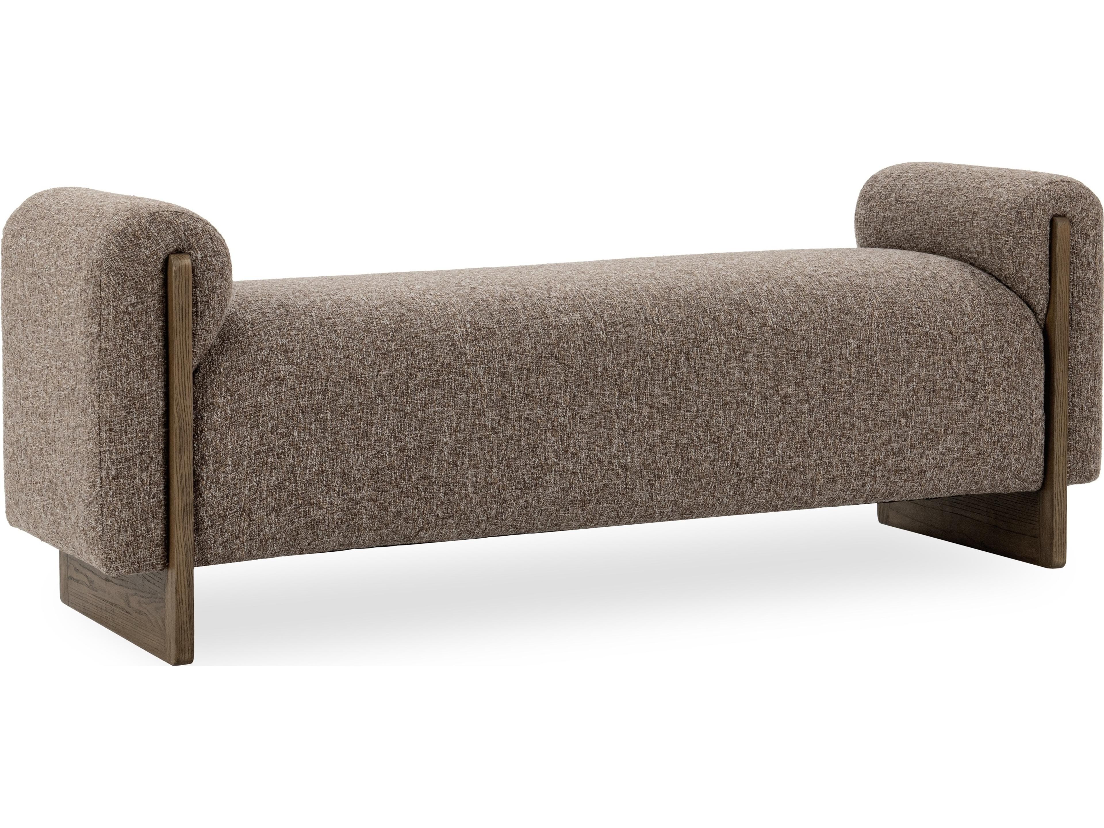 Sierra Bronzed Cocoa Brown Upholstered Ottoman