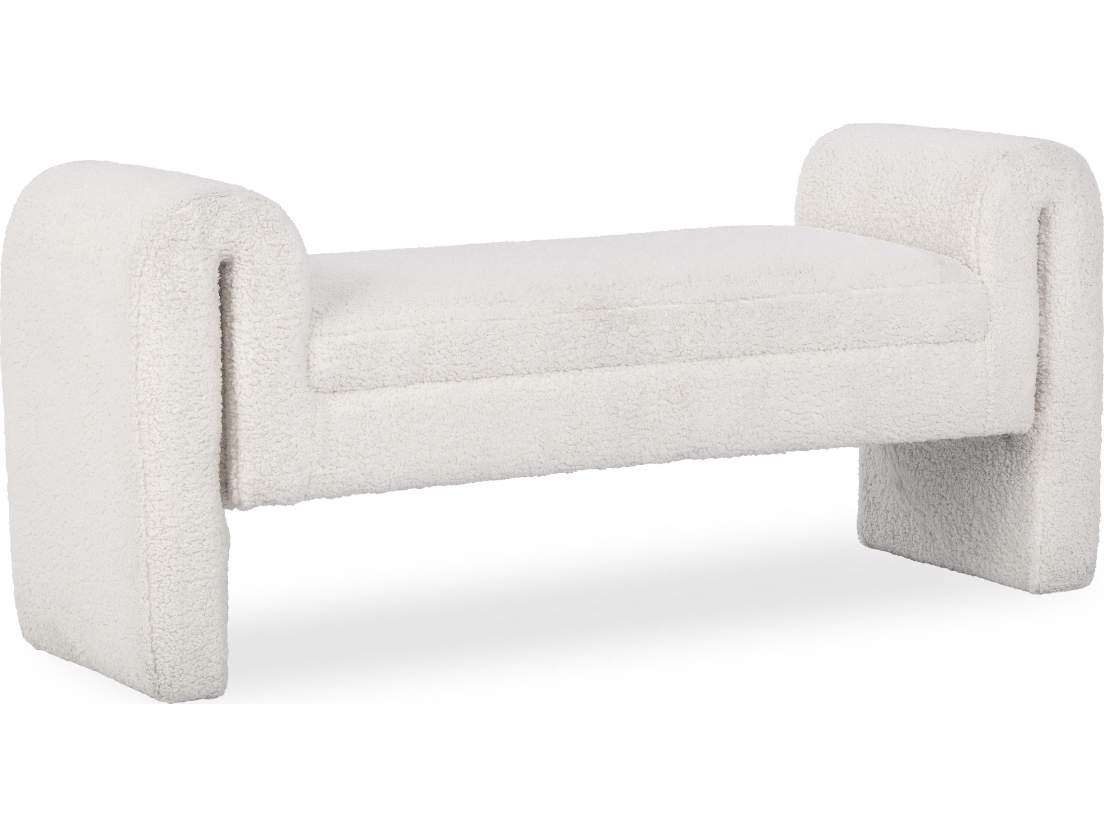 Ada Ivory Fleece White Upholstered Accent Bench