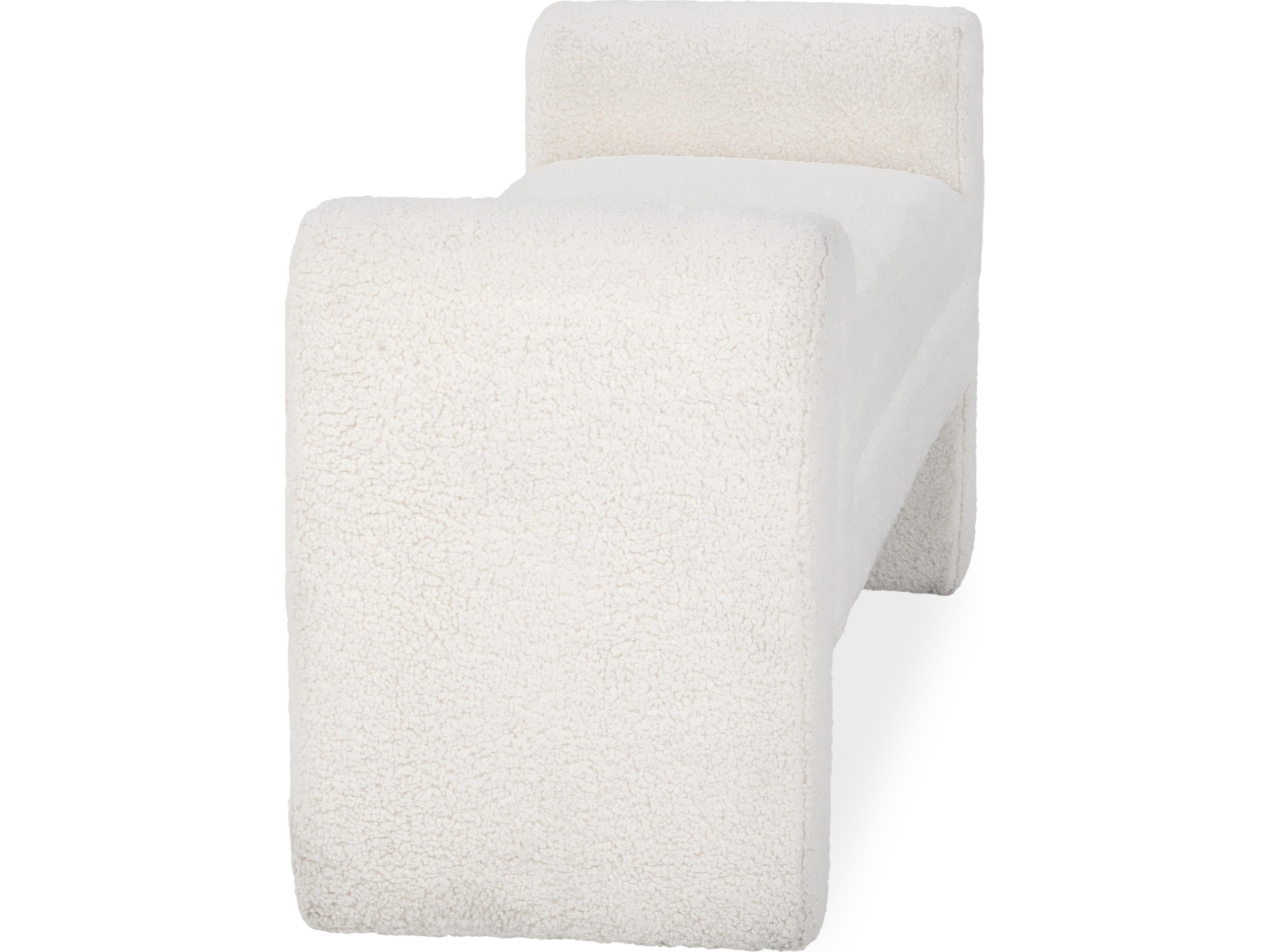 Classic Home Ada Ivory Fleece White Upholstered Accent Bench