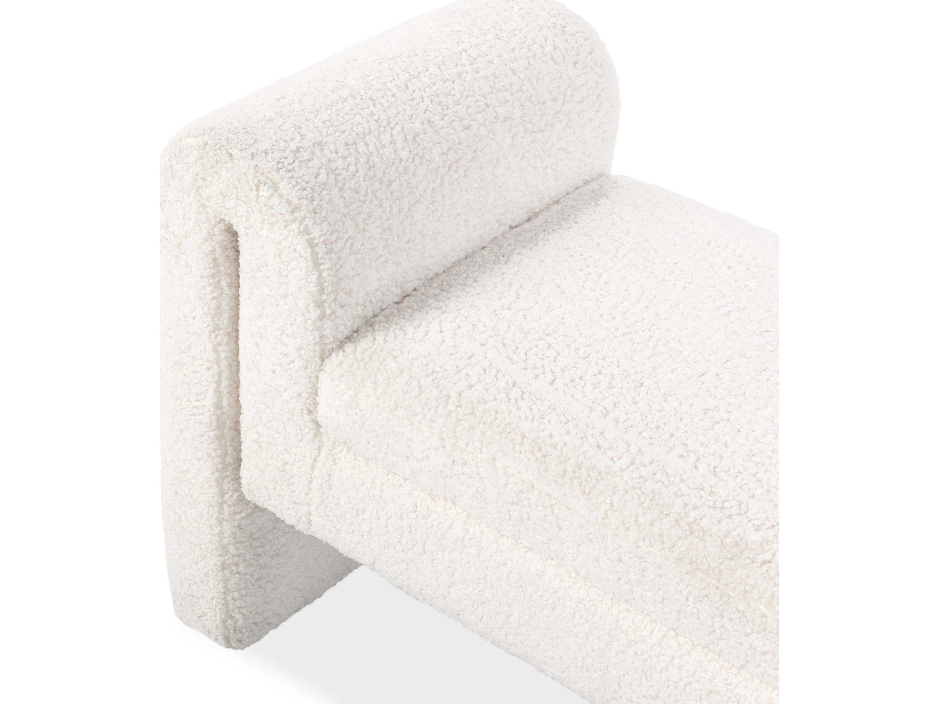 Classic Home Ada Ivory Fleece White Upholstered Accent Bench