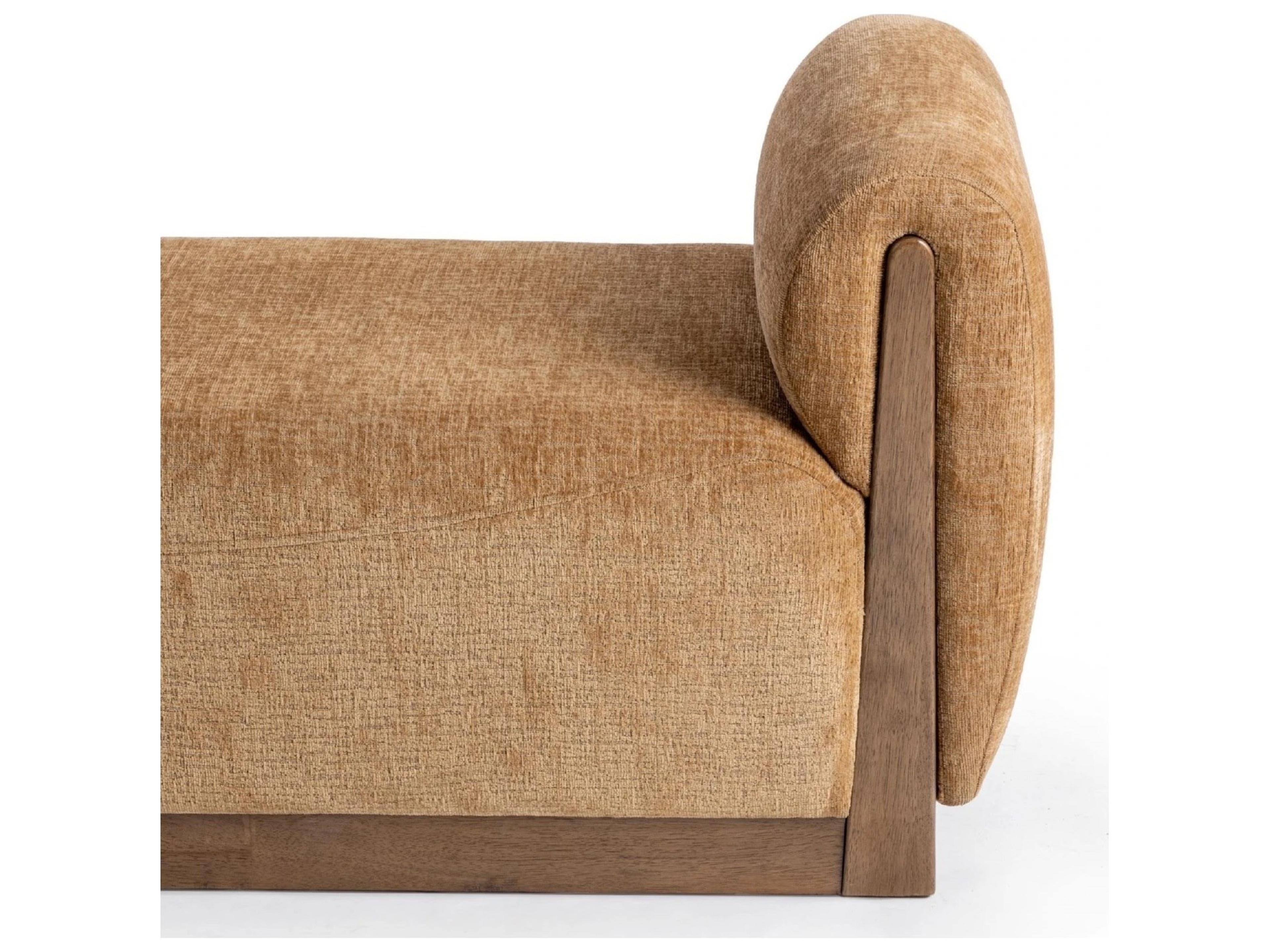 Classic Home Soraya Spiced Amber Brown Upholstered Accent Bench