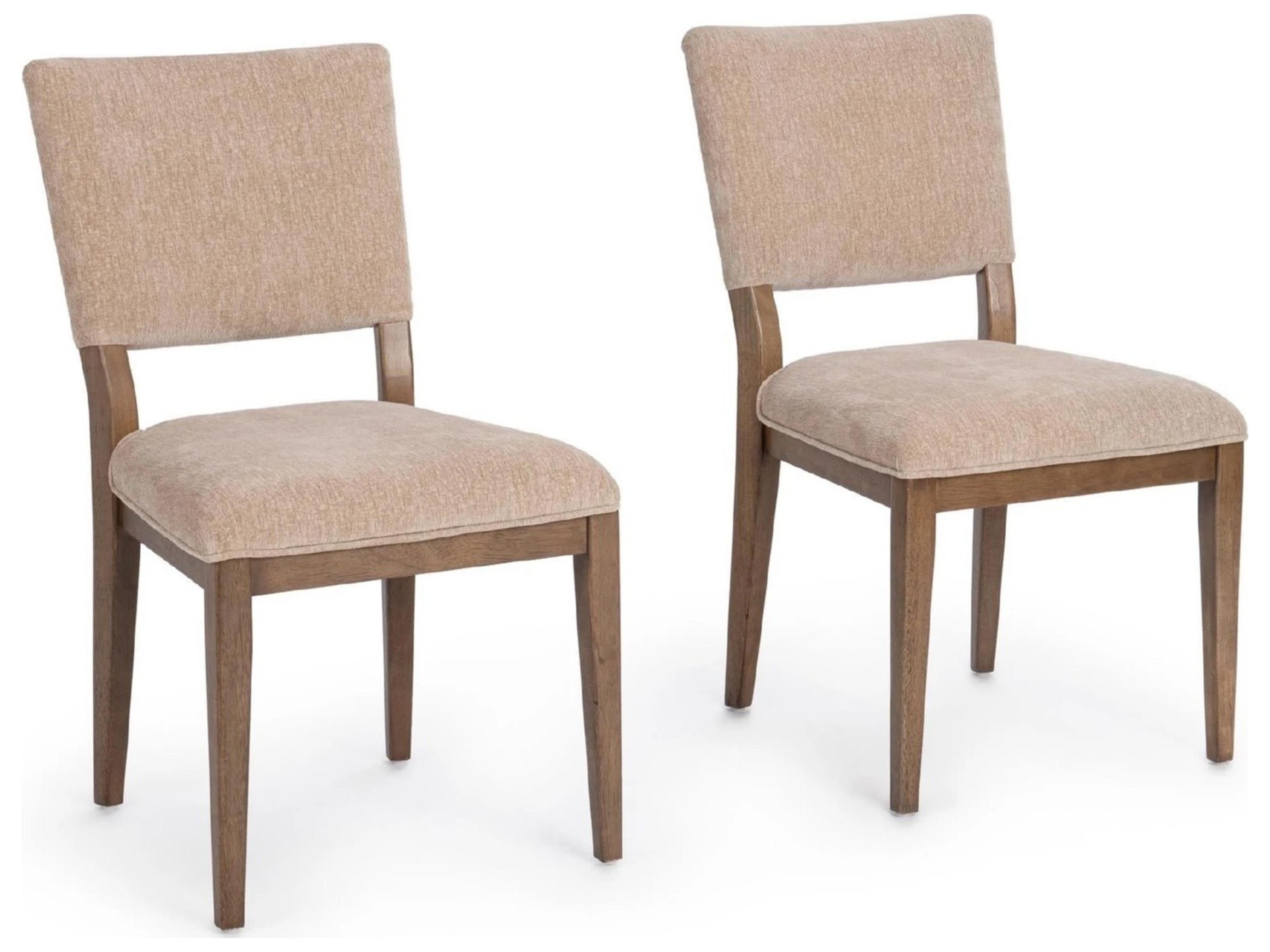 Naima Parrawood Beige Upholstered Armless Dining Chair Set of 2