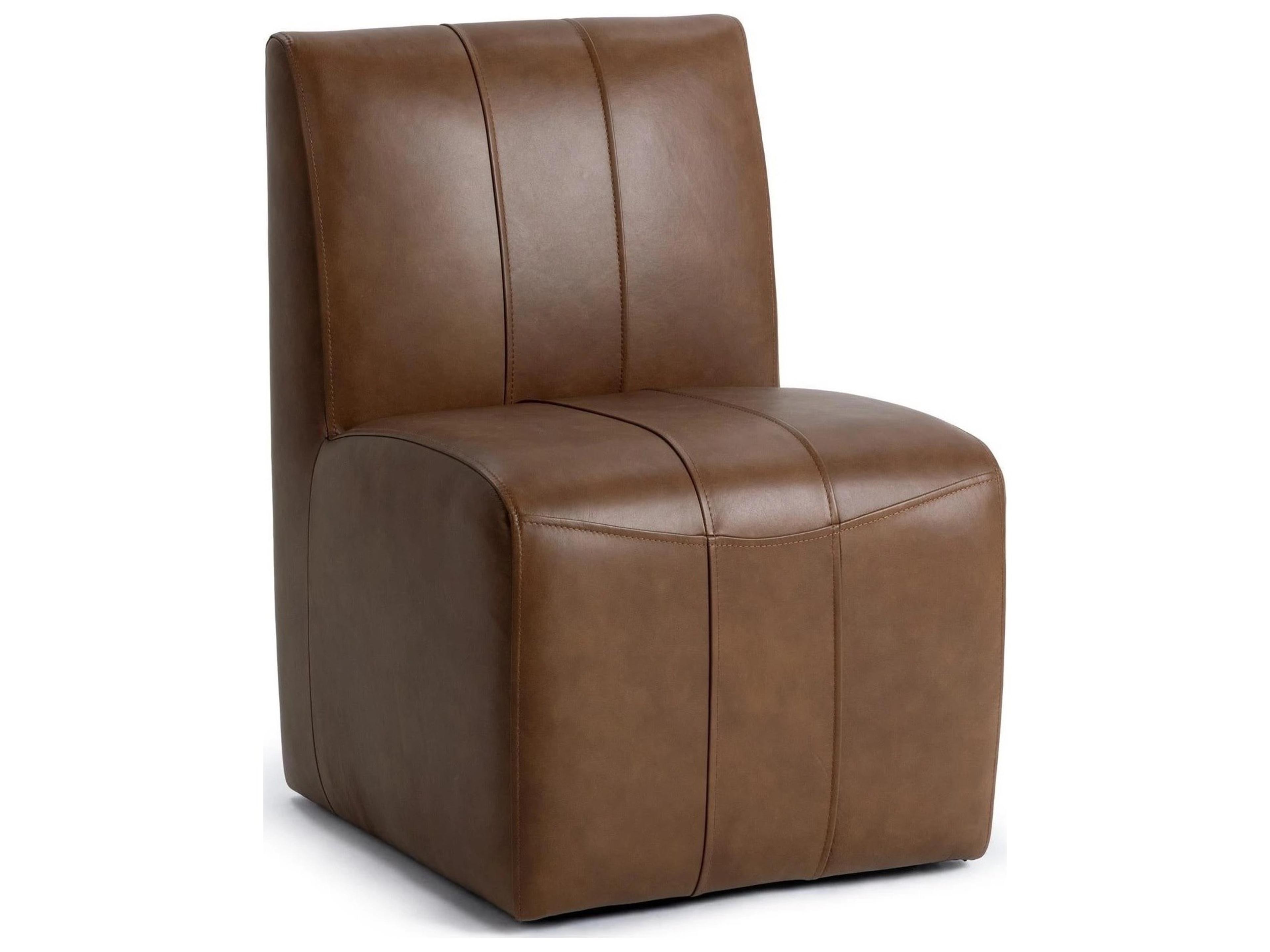 Brighton Brown Leather Armless Dining Chair