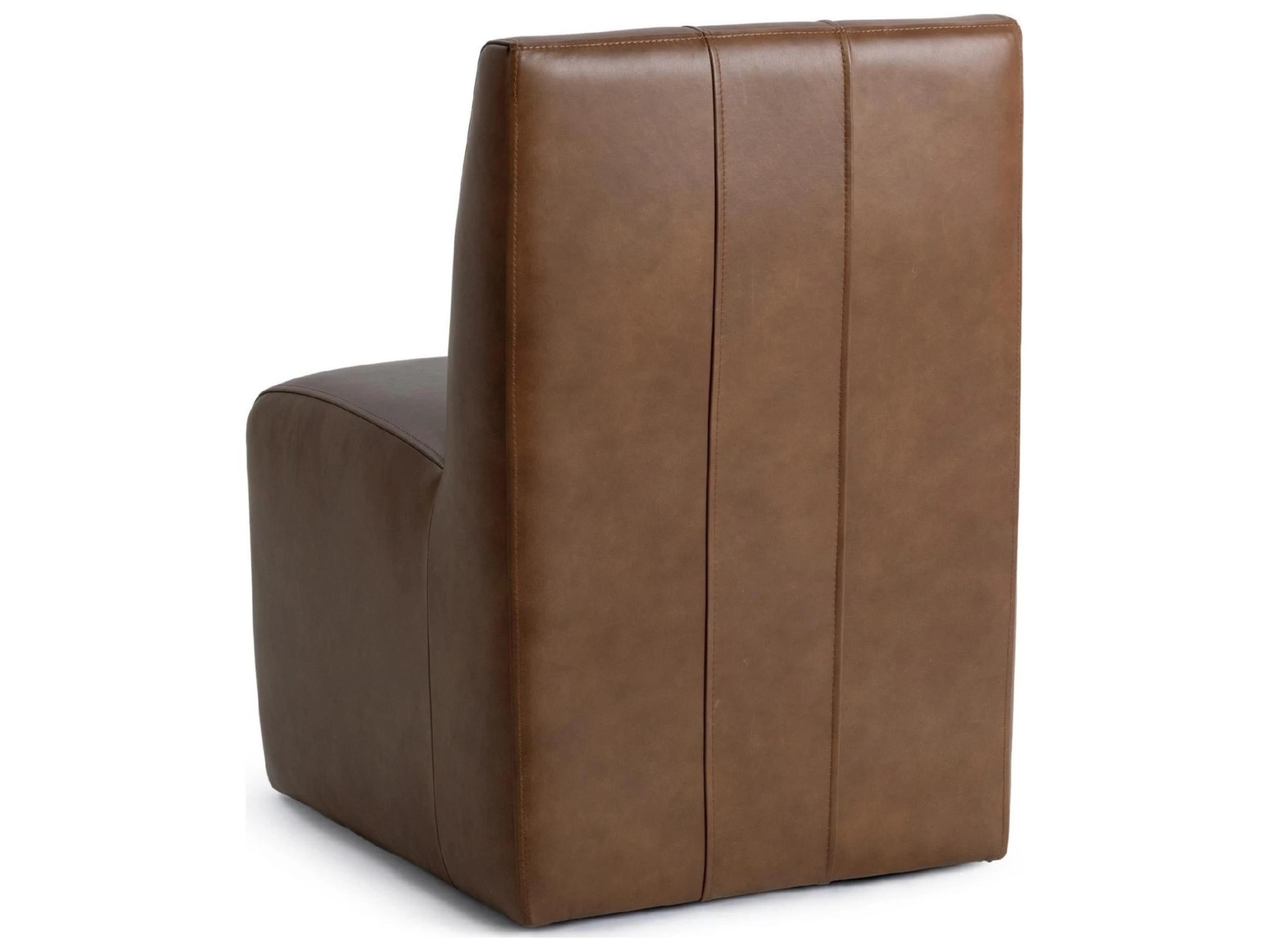 Classic Home Brighton Brown Leather Armless Dining Chair