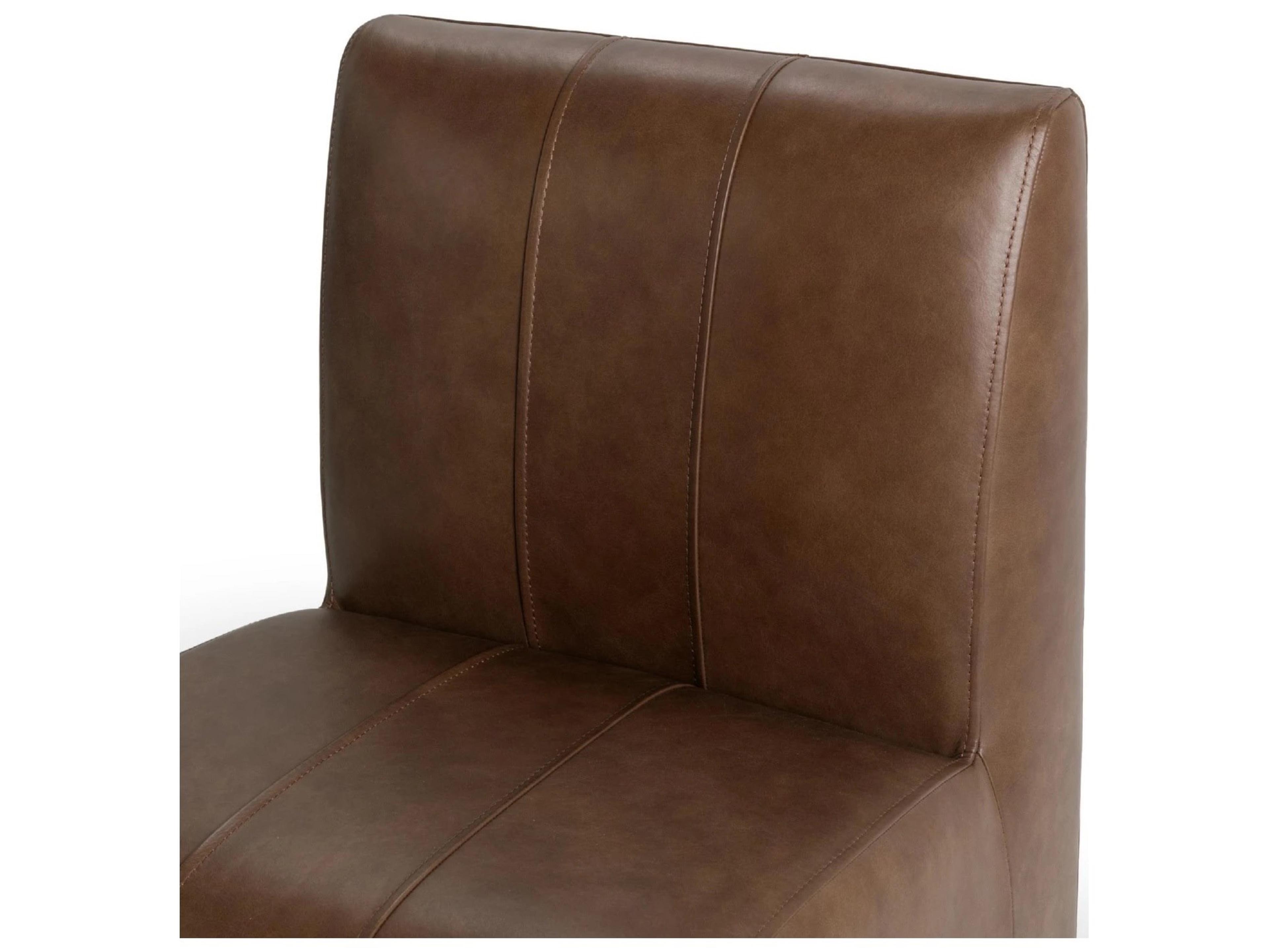 Classic Home Brighton Brown Leather Armless Dining Chair