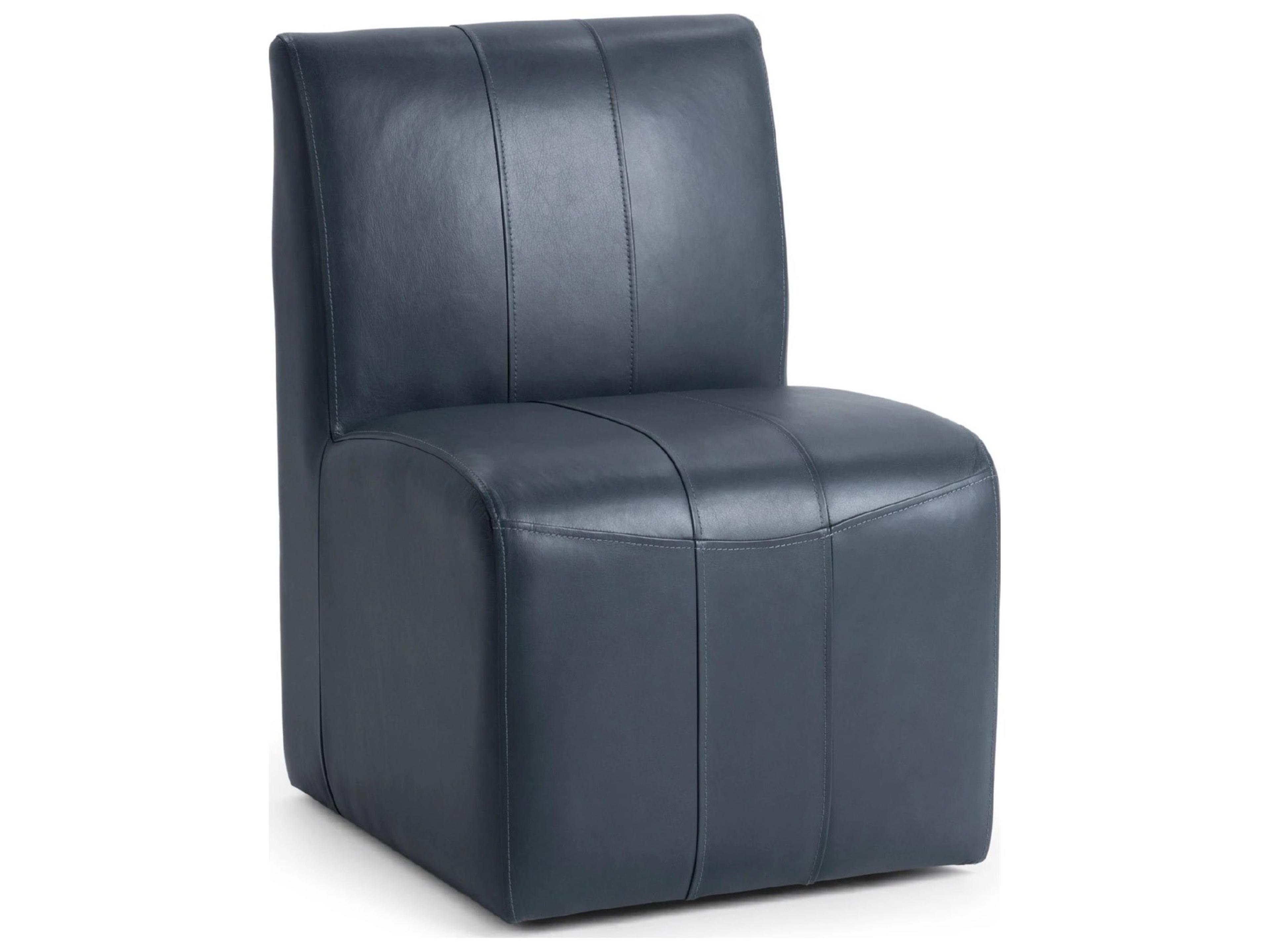 Brighton Blue Leather Armless Dining Chair