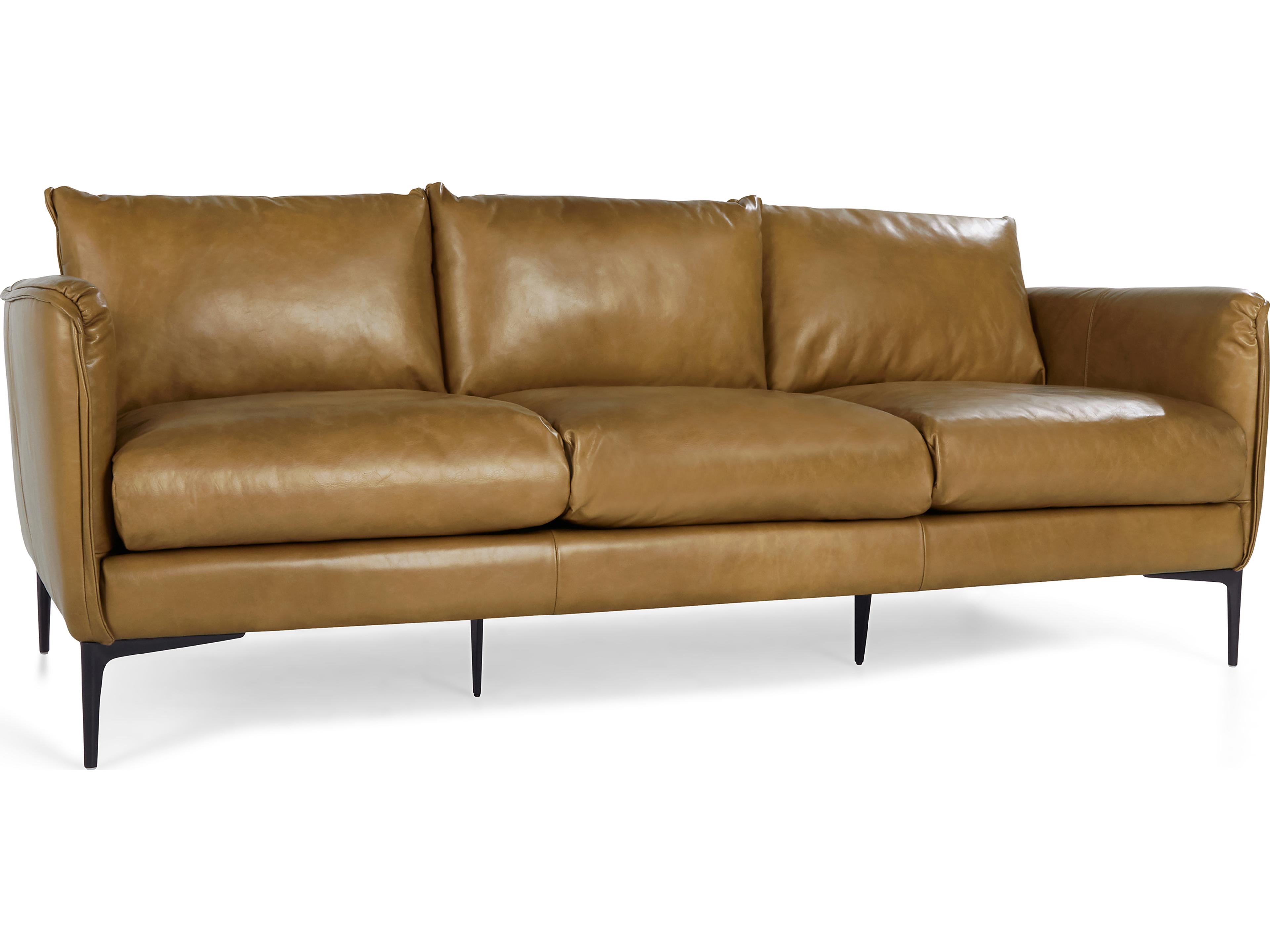 Abigail Tan Brown Leather Sofa