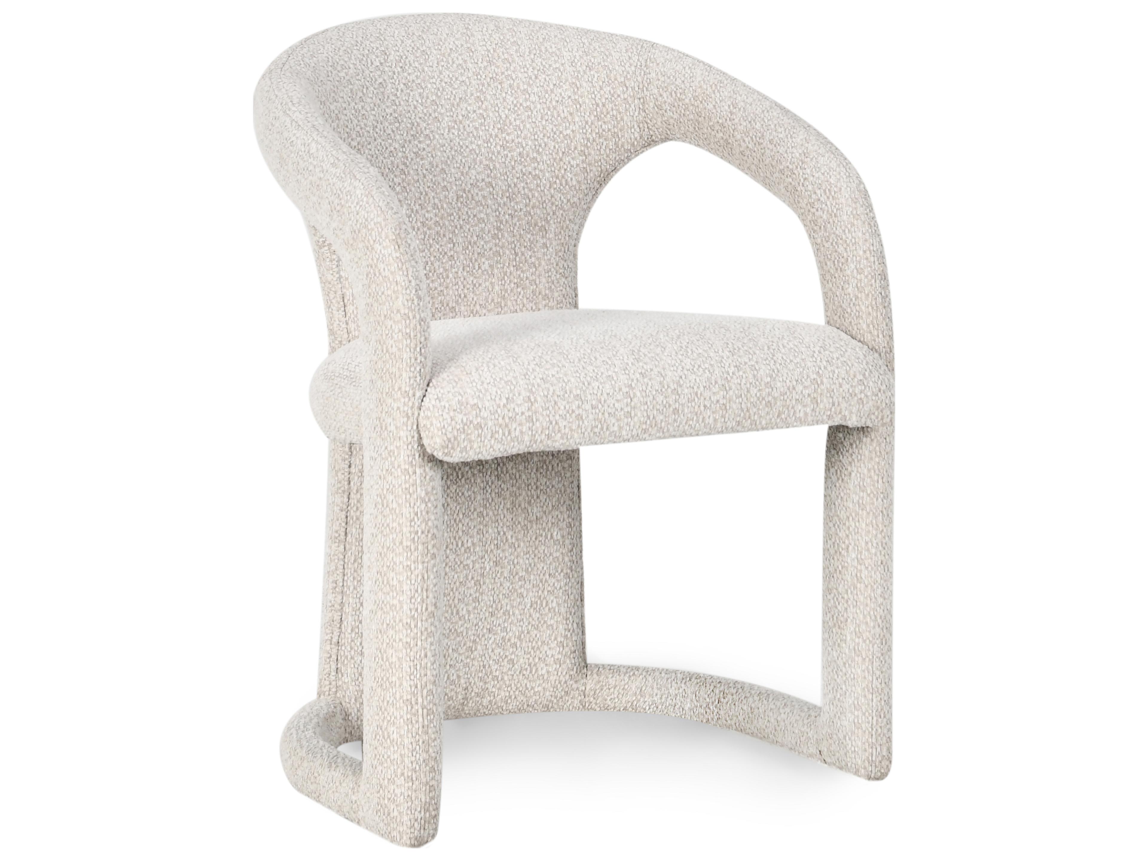 Archie Solid Wood White Upholstered Arm Dining Chair