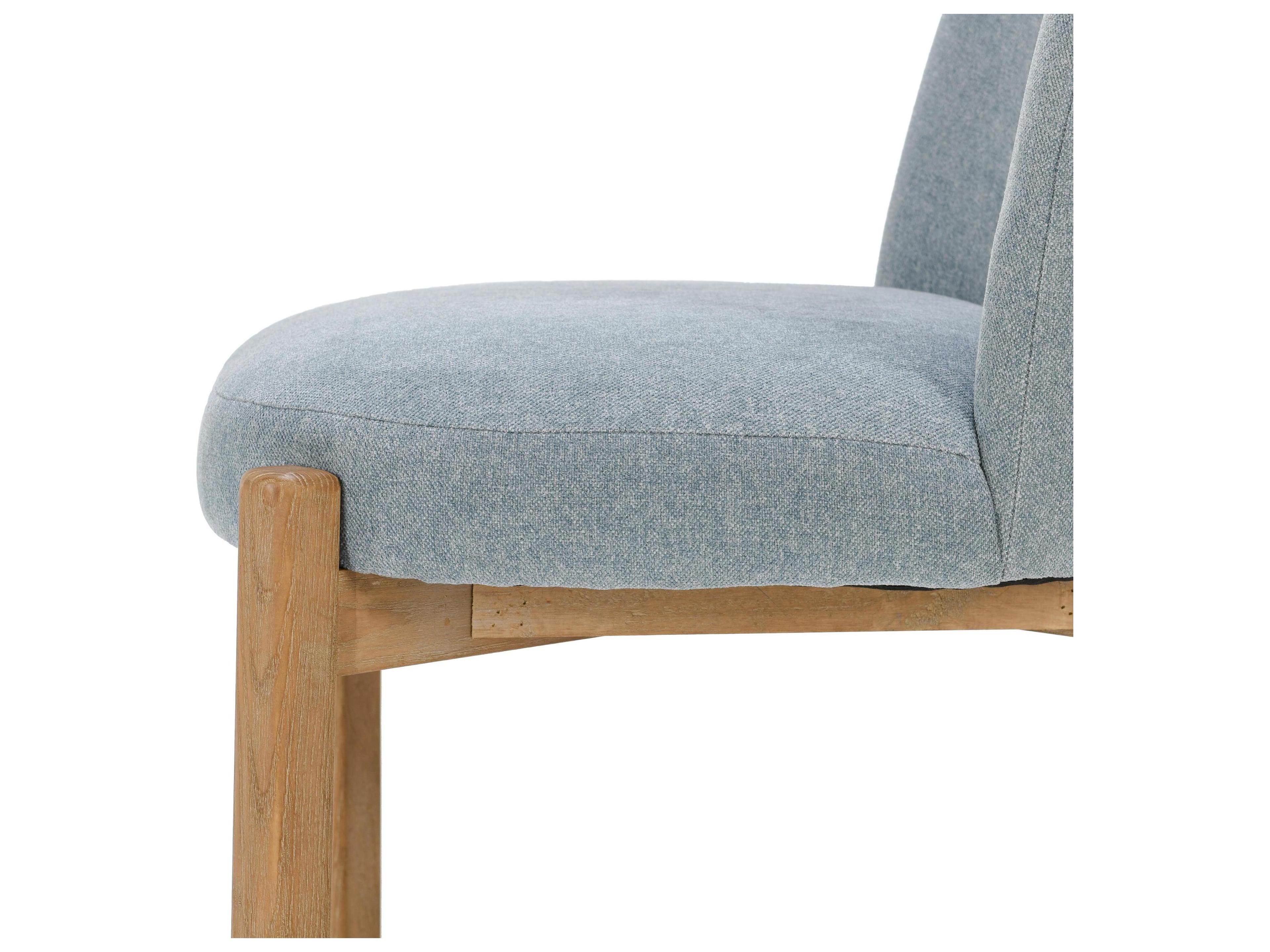 Classic Home Joanie Rubberwood Blue Upholstered Armless Dining Chair