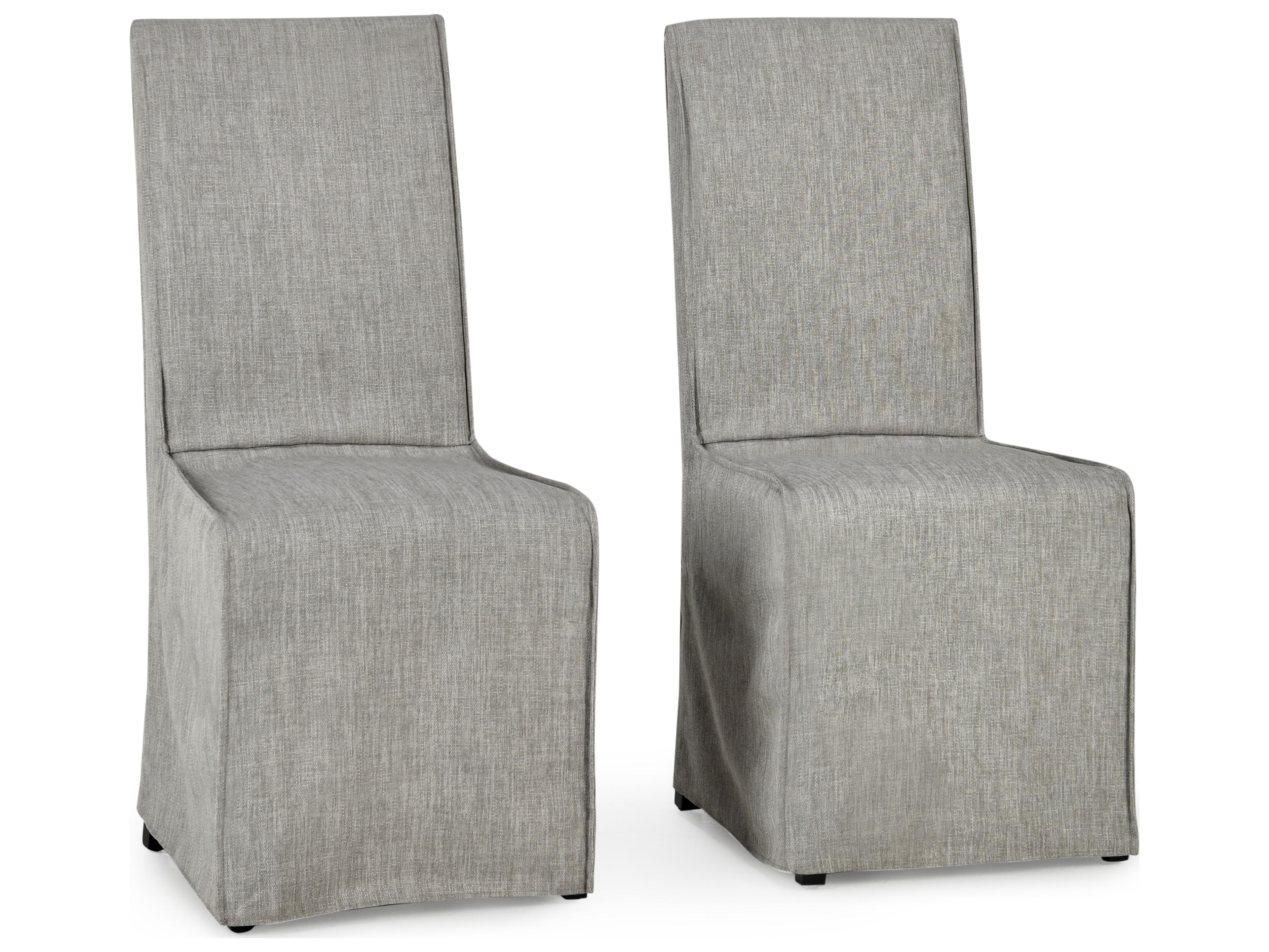 Jordan Birch Wood Gray Upholstered Armless Dining Chair Set of 2