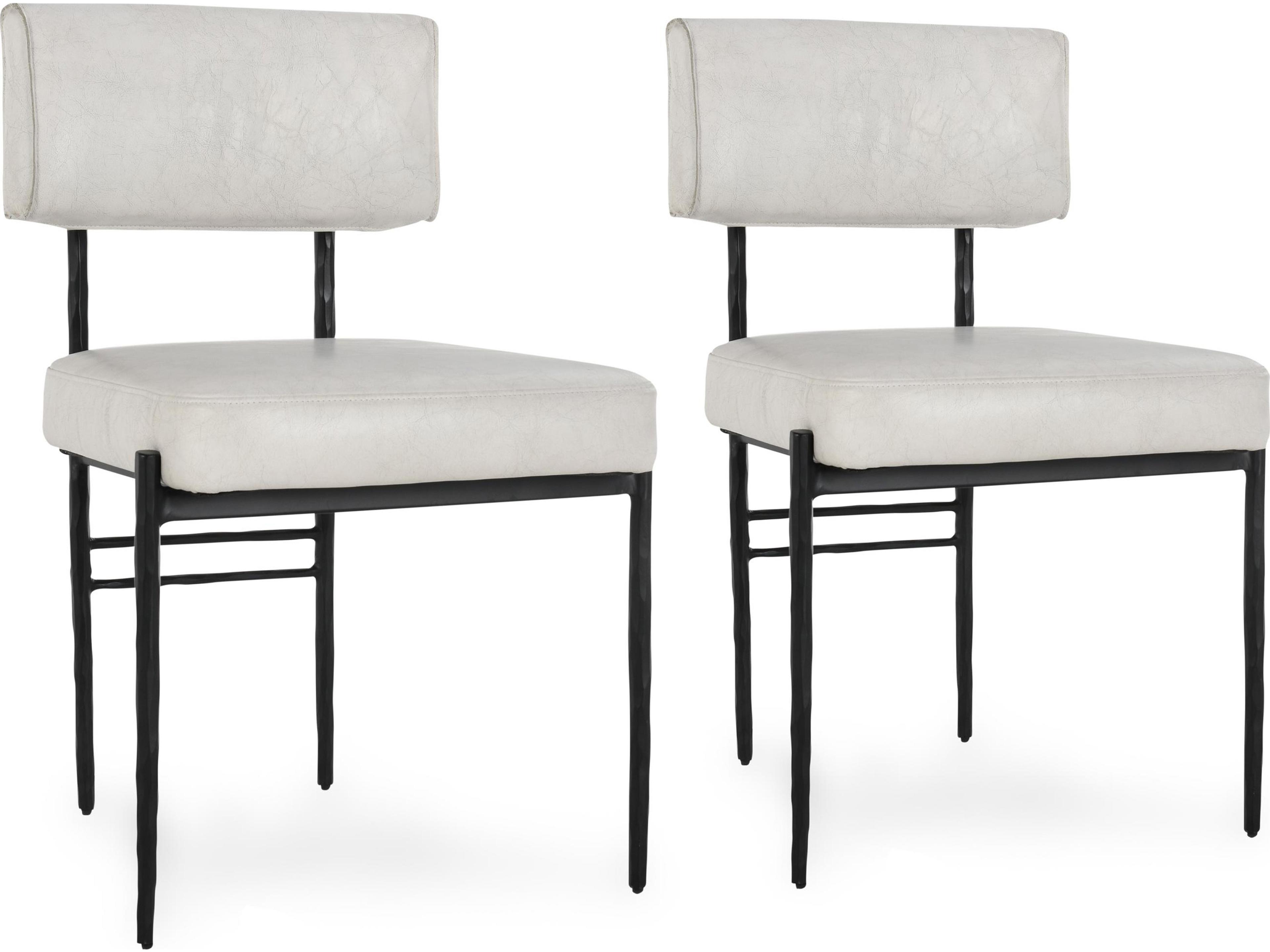 Kester Black Leather Armless Dining Chair Set of 2