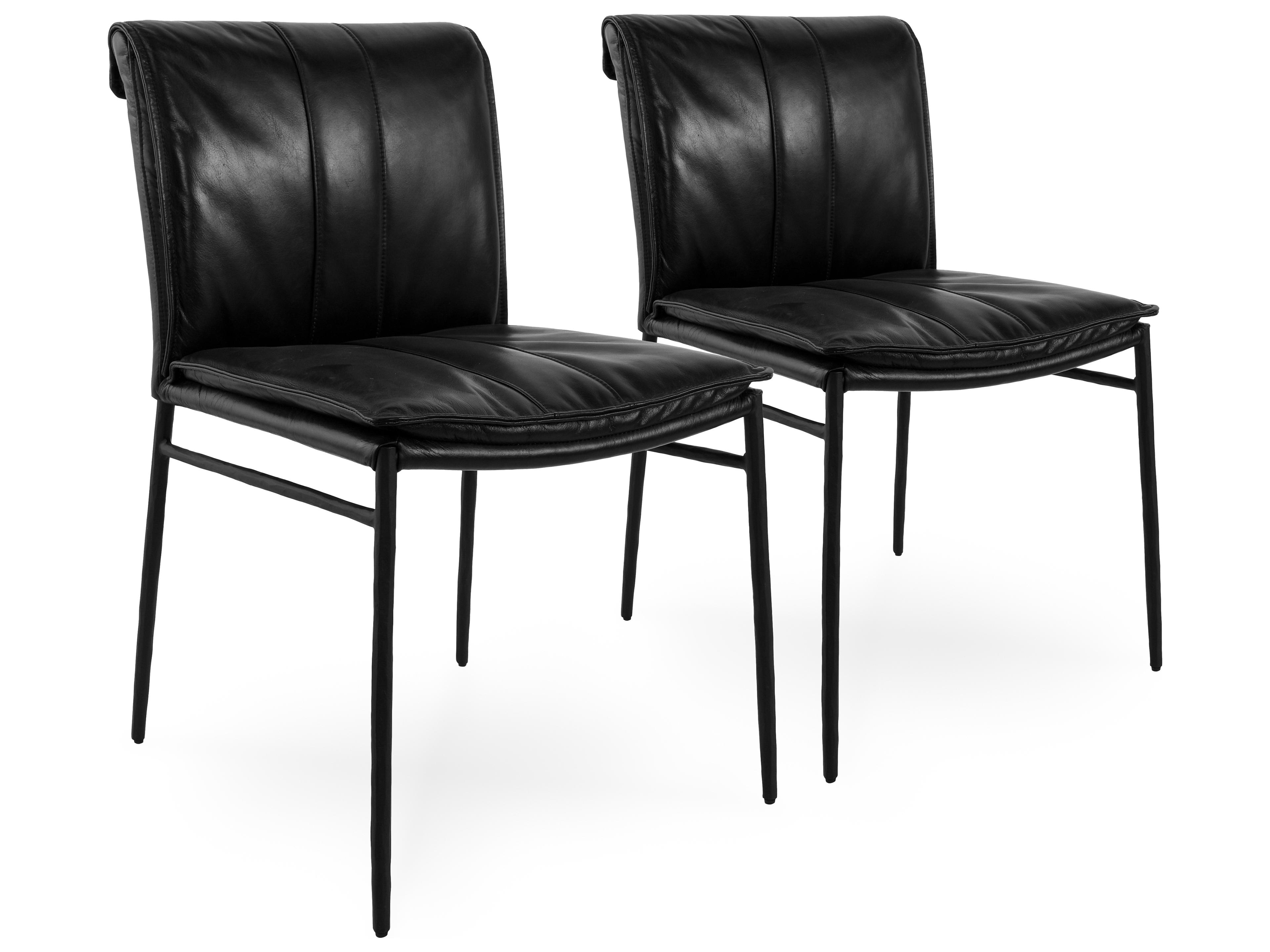 Mayer Black Leather Armless Dining Chair Set of 2