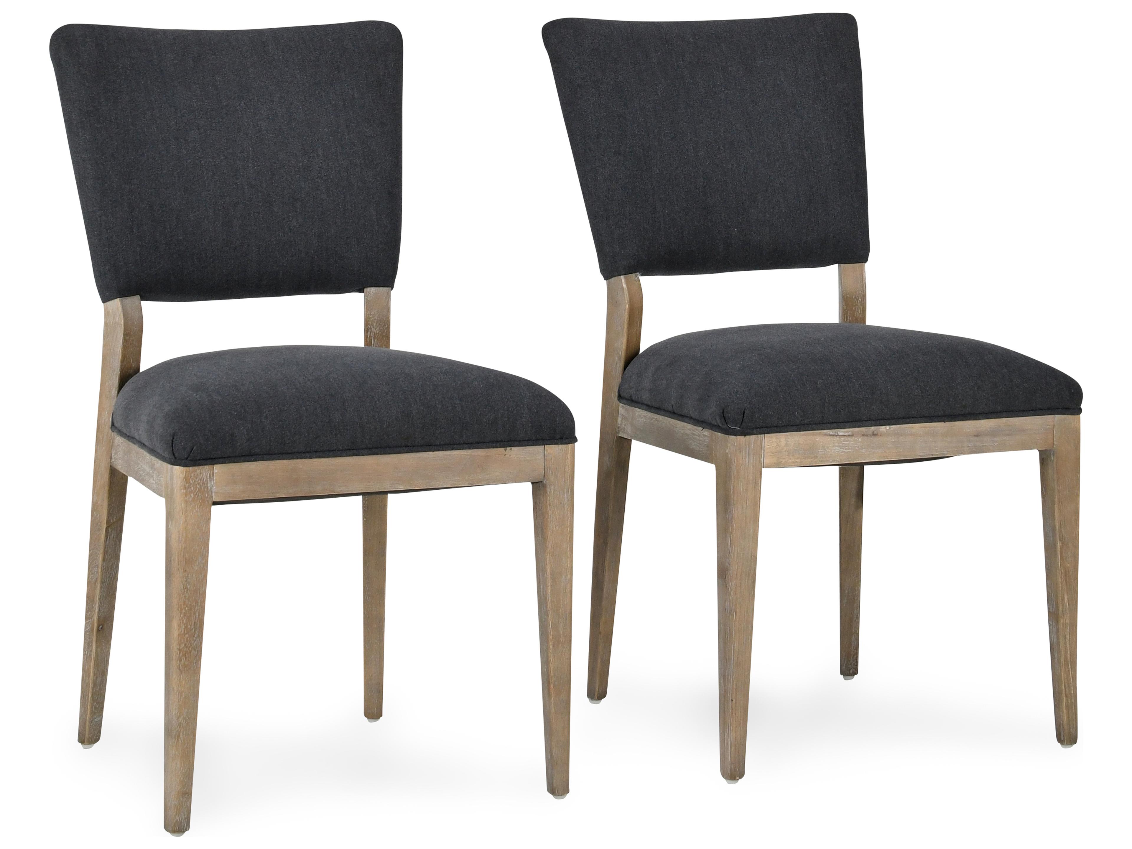 Phillip Rubberwood Black Upholstered Armless Dining Chair Set of 2