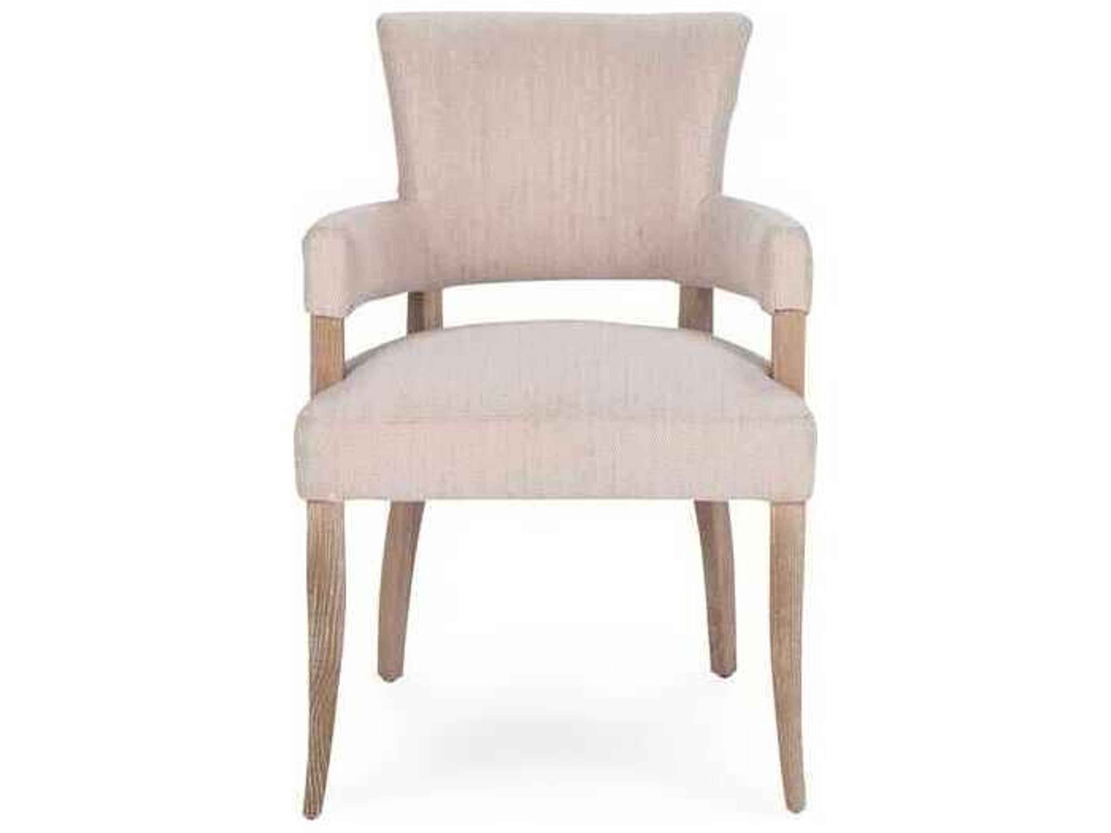 Classic Home Ronan Oak Wood Beige Upholstered Arm Dining Chair