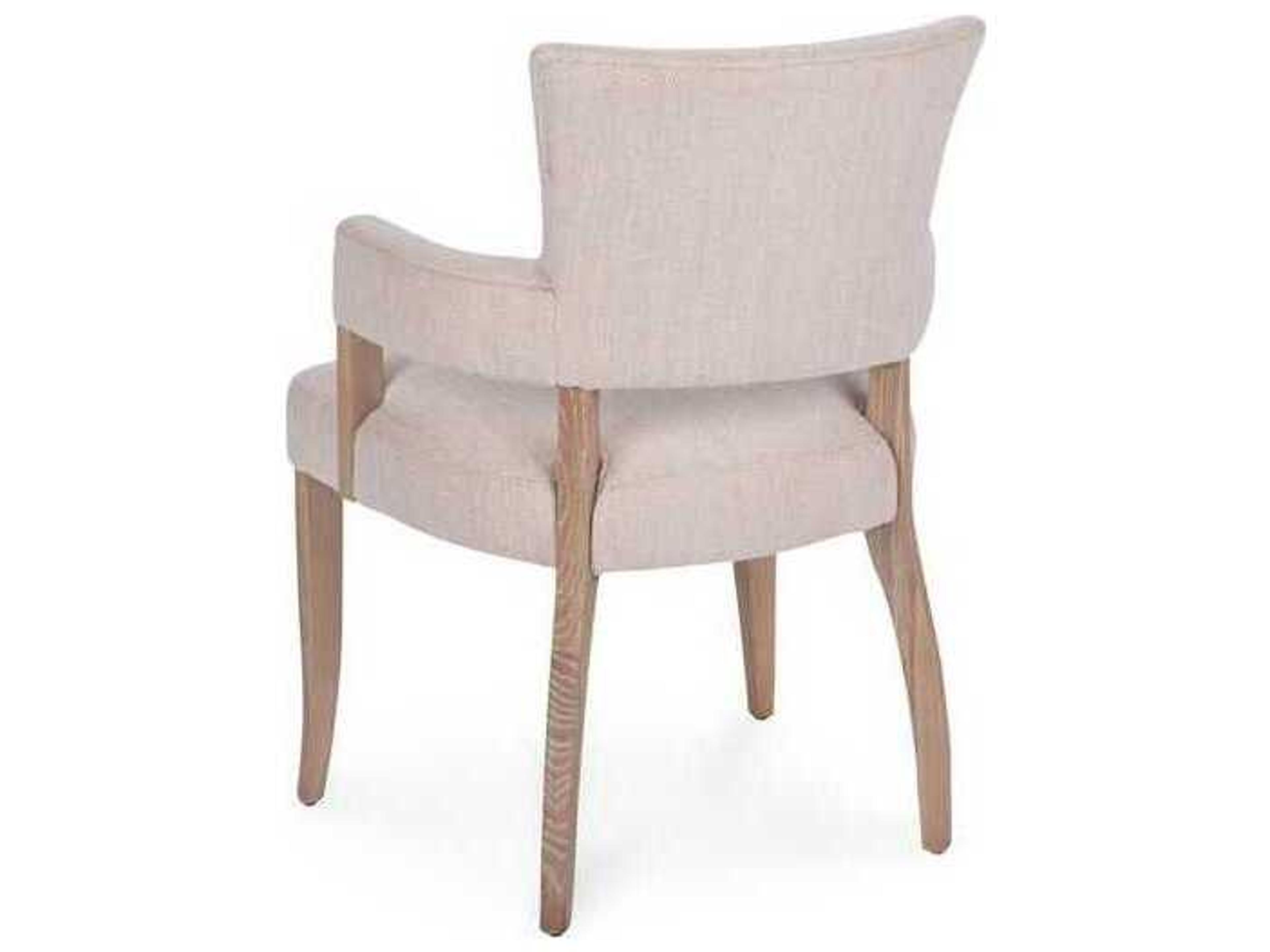 Classic Home Ronan Oak Wood Beige Upholstered Arm Dining Chair