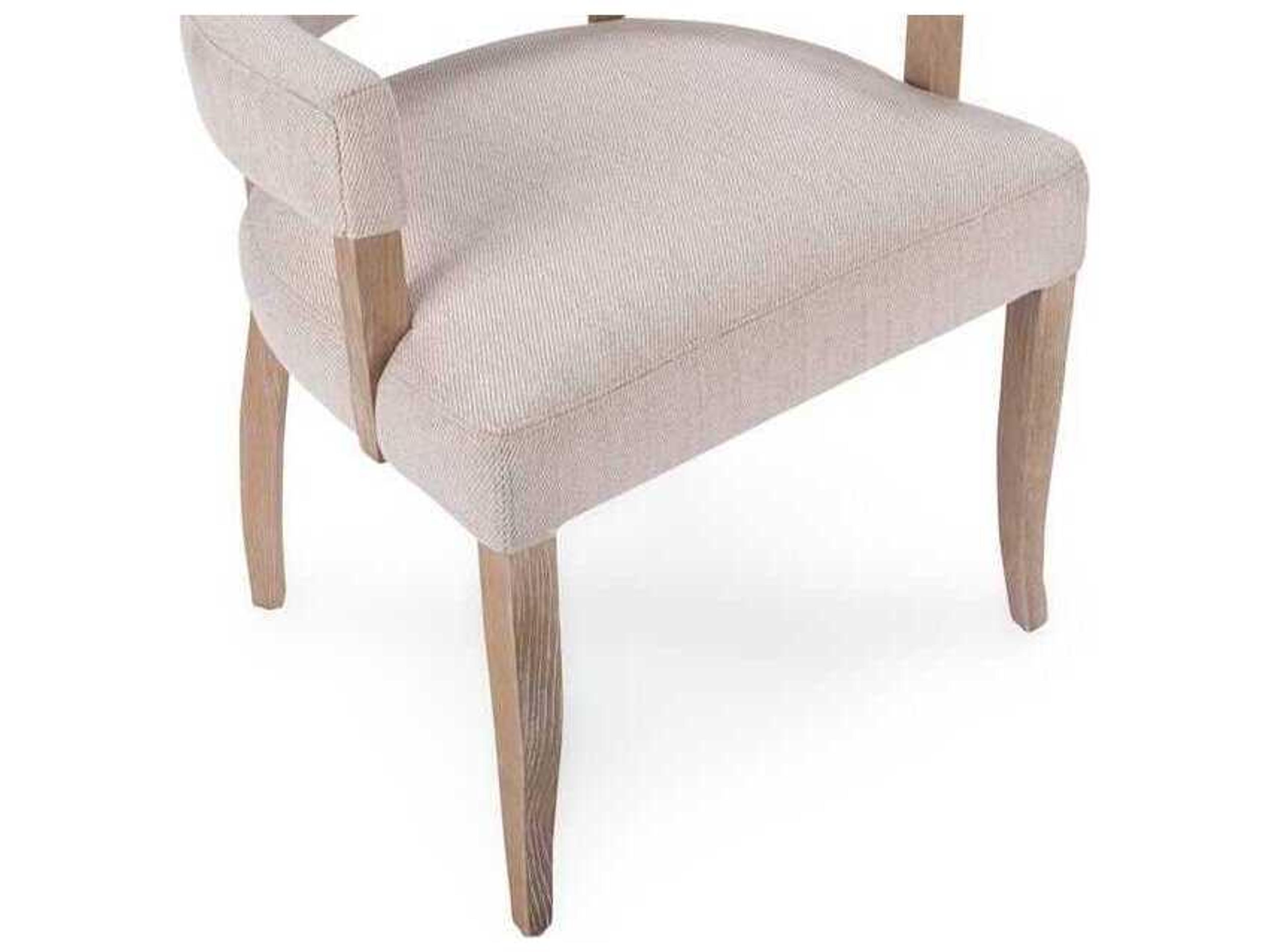 Classic Home Ronan Oak Wood Beige Upholstered Arm Dining Chair