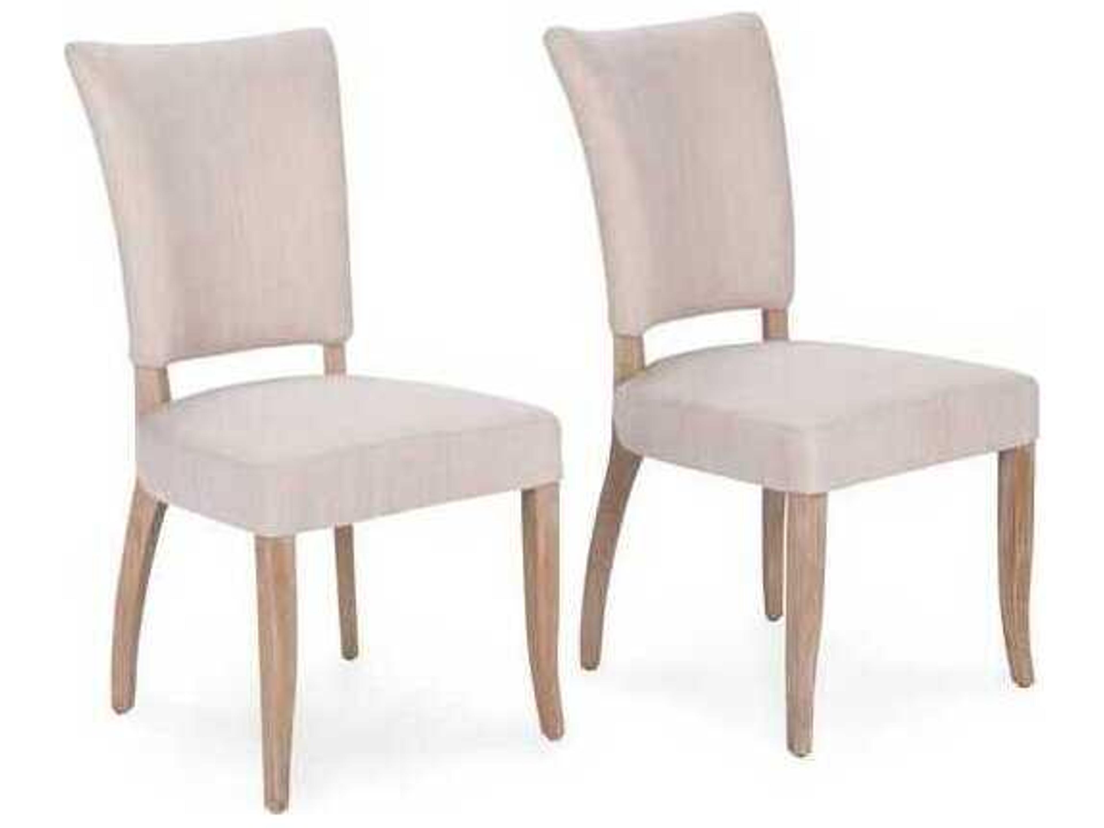 Ronan Ash Wood Beige Upholstered Armless Dining Chair Set of 2