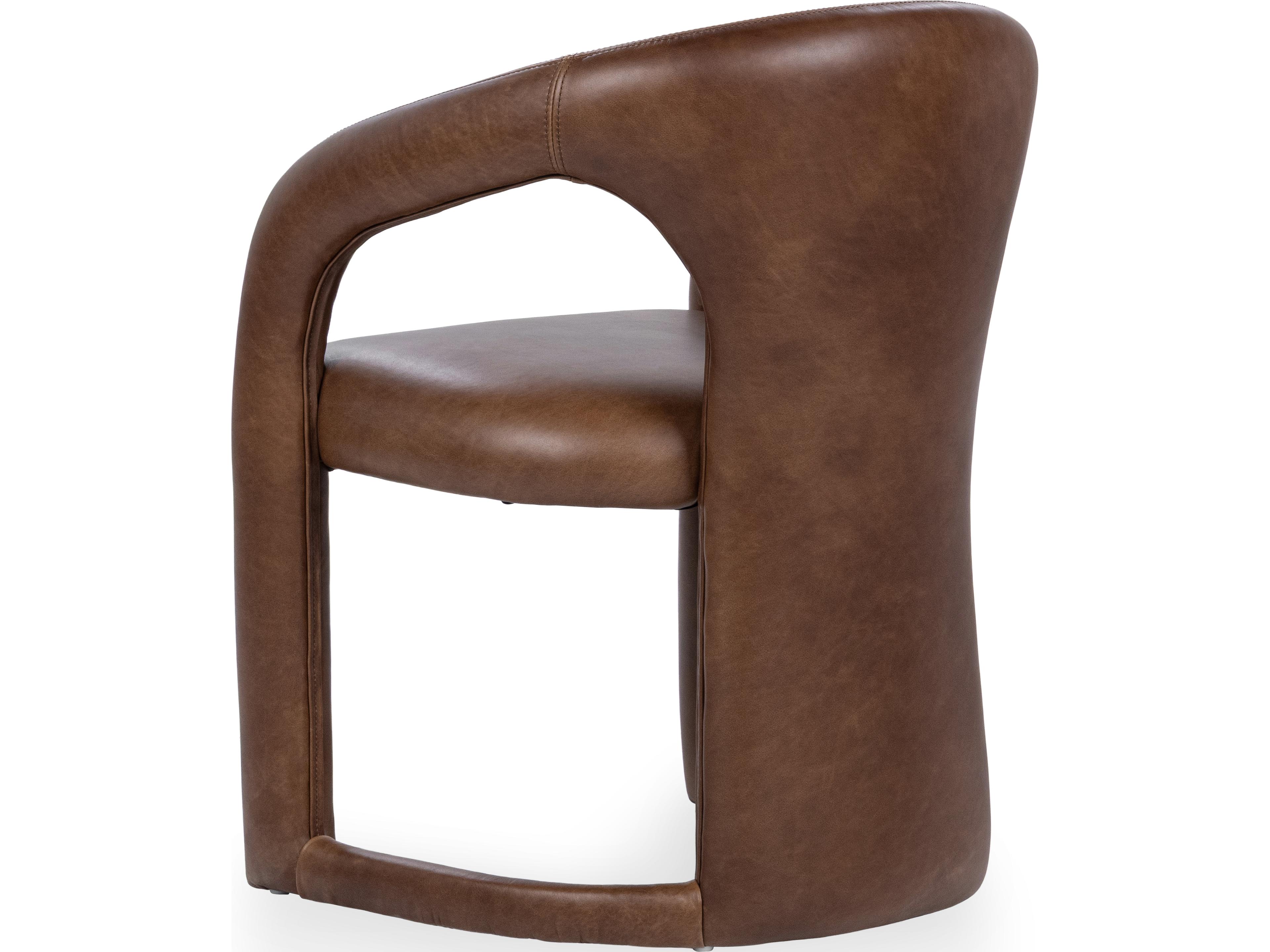 Classic Home Archie Brown Leather Arm Dining Chair