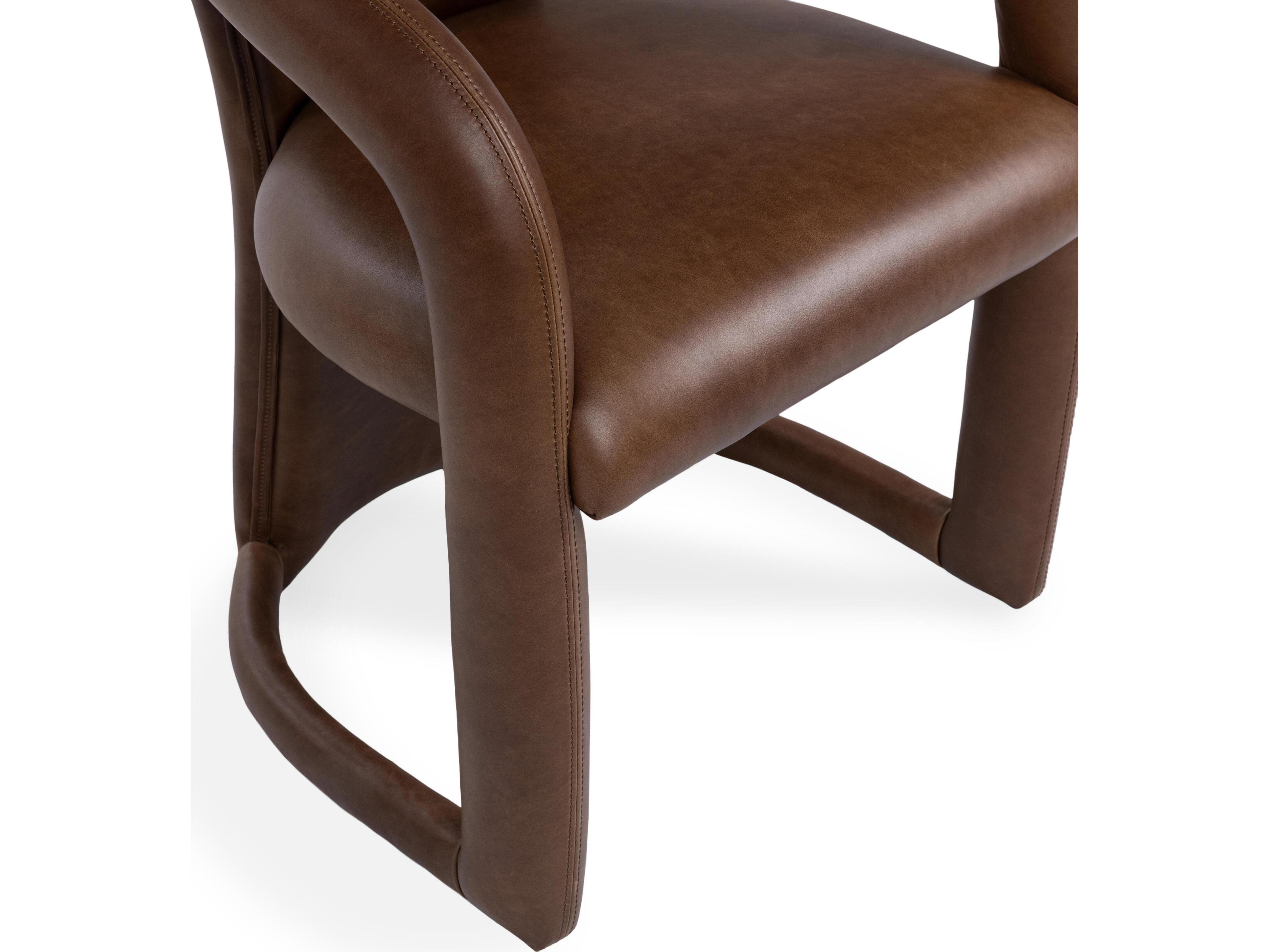 Classic Home Archie Brown Leather Arm Dining Chair