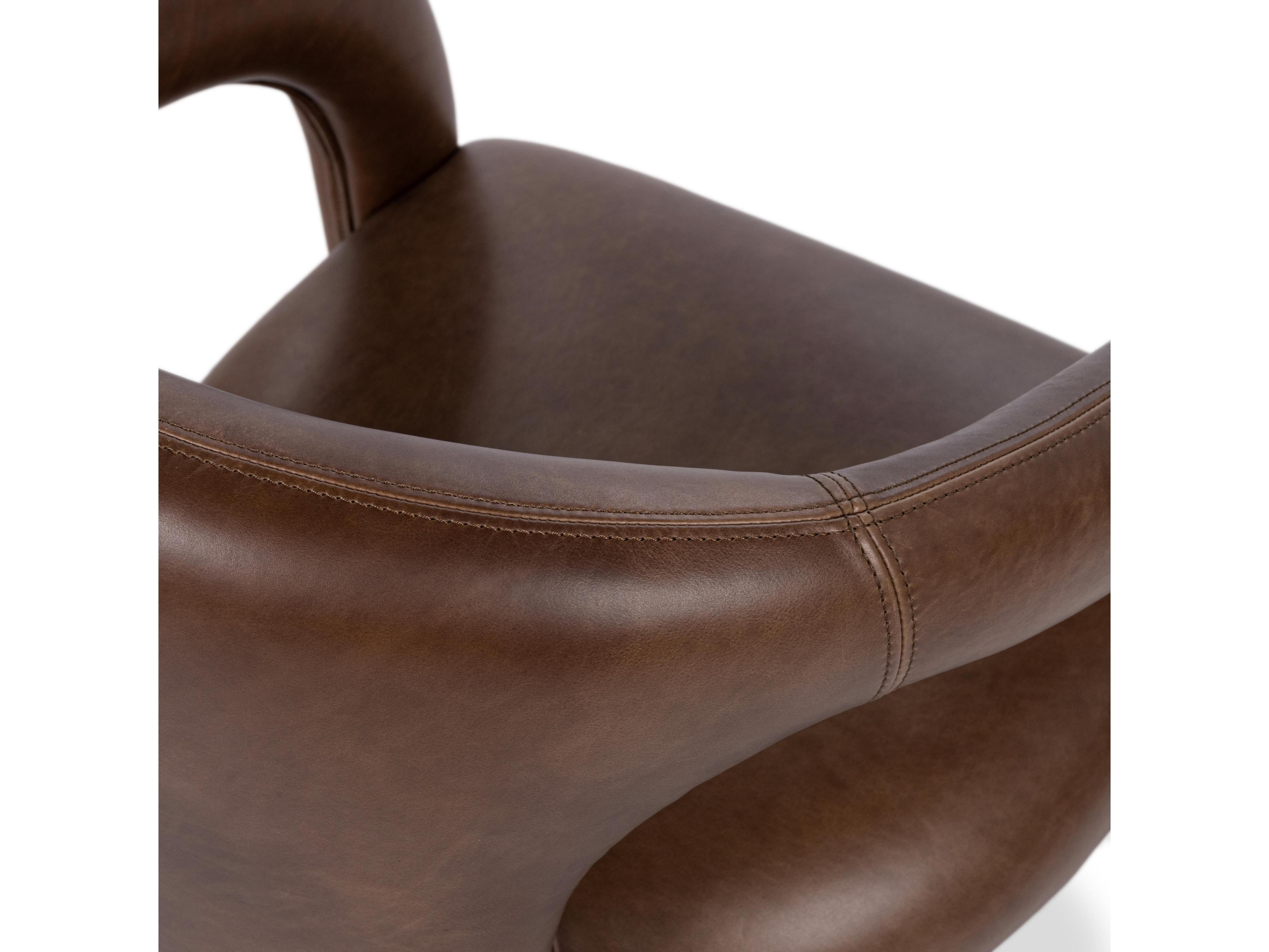 Classic Home Archie Brown Leather Arm Dining Chair