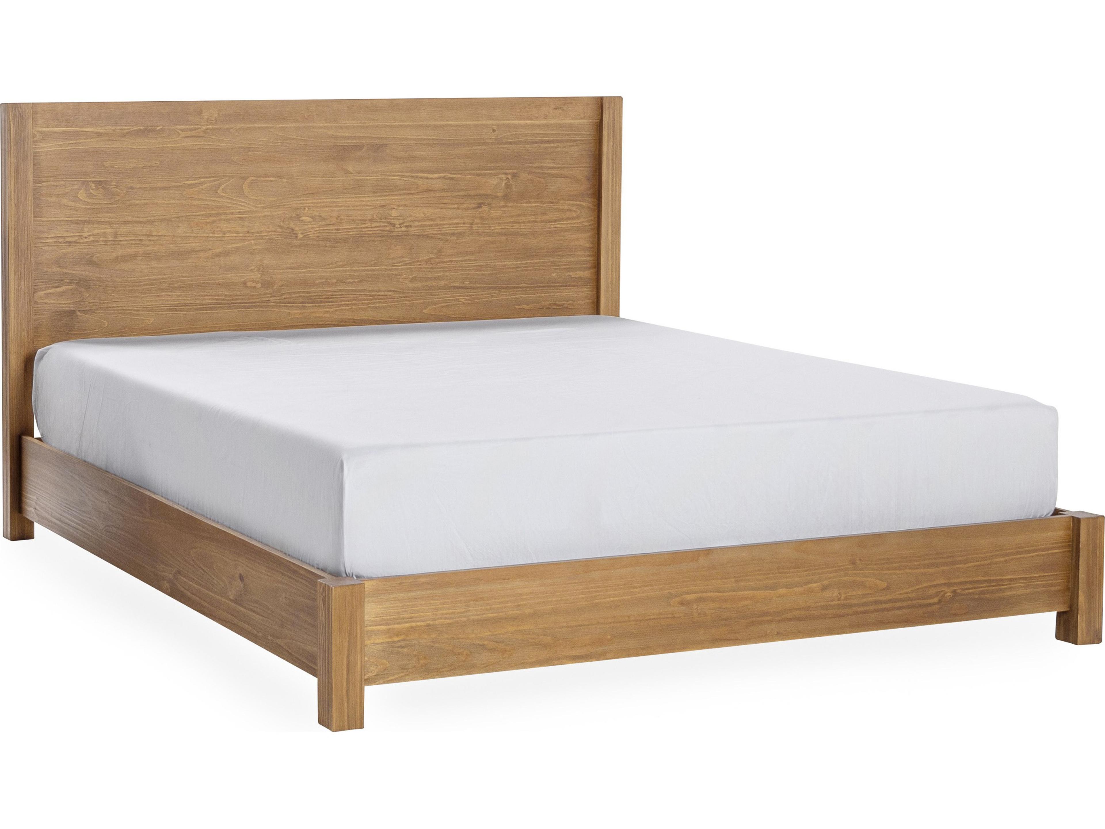 Fenmore Natural Brown Pine Wood King Canopy Bed