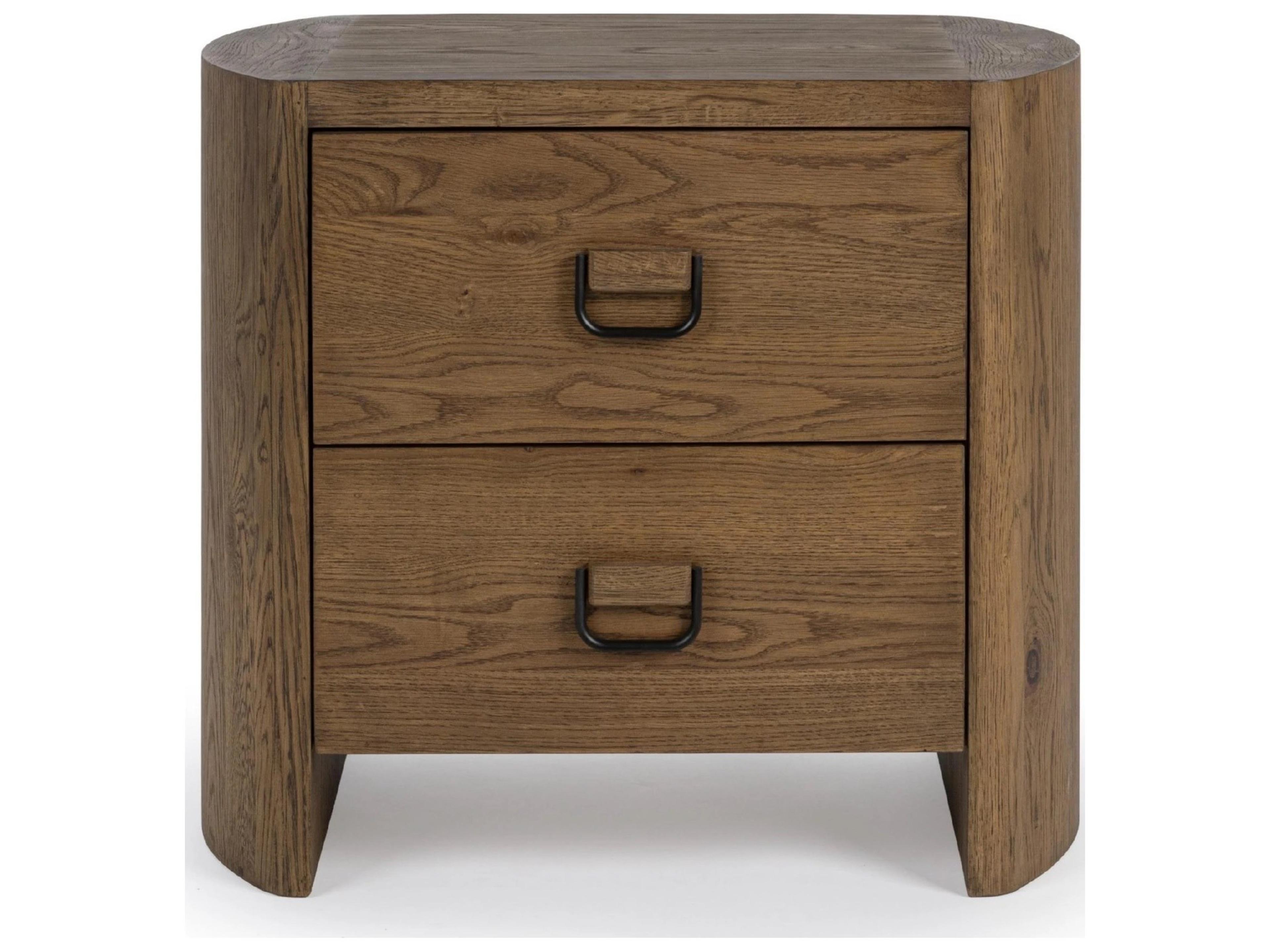 Classic Home Kyrie 2-Drawers Oak Wood Nightstand