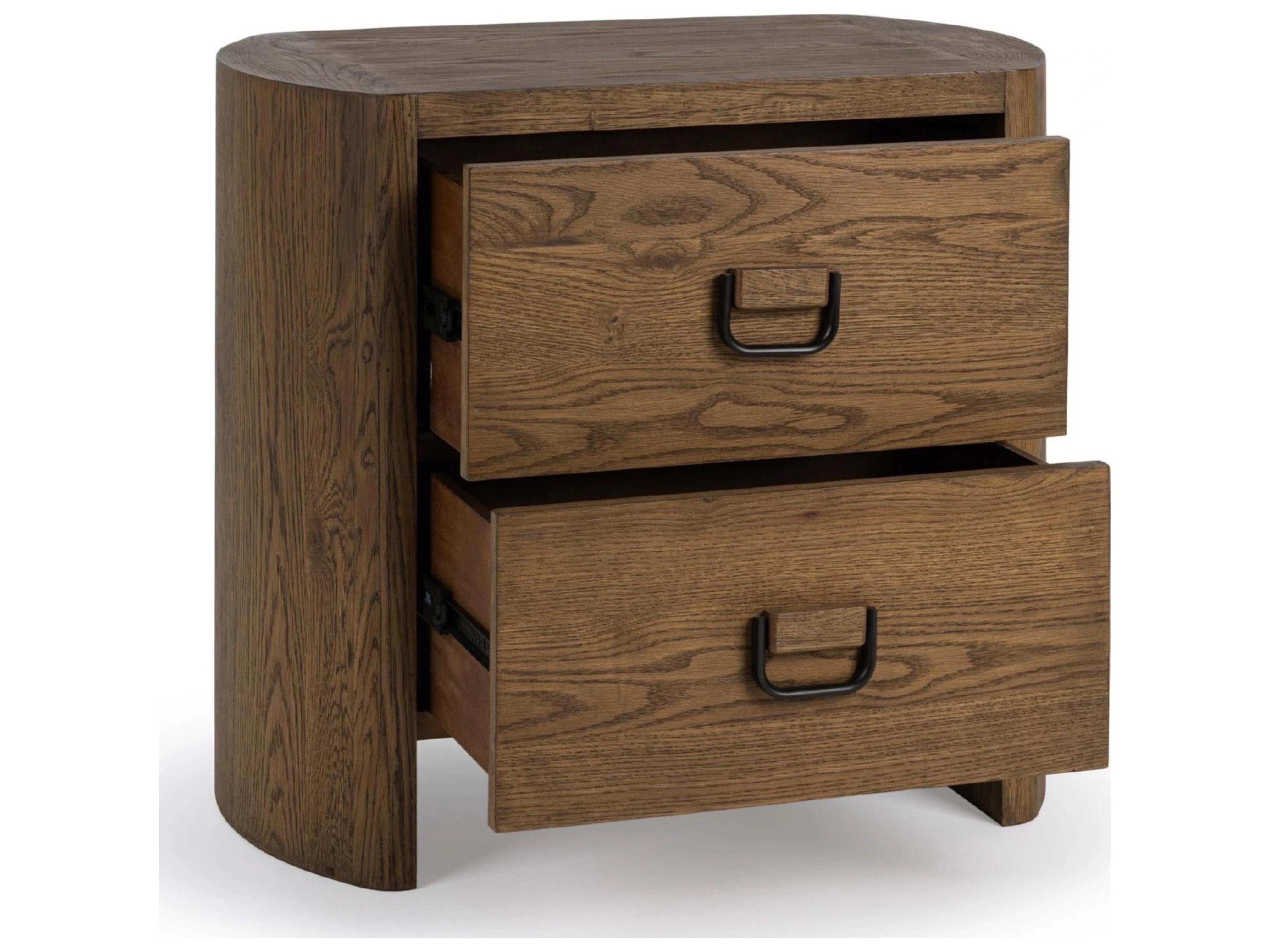 Classic Home Kyrie 2-Drawers Oak Wood Nightstand