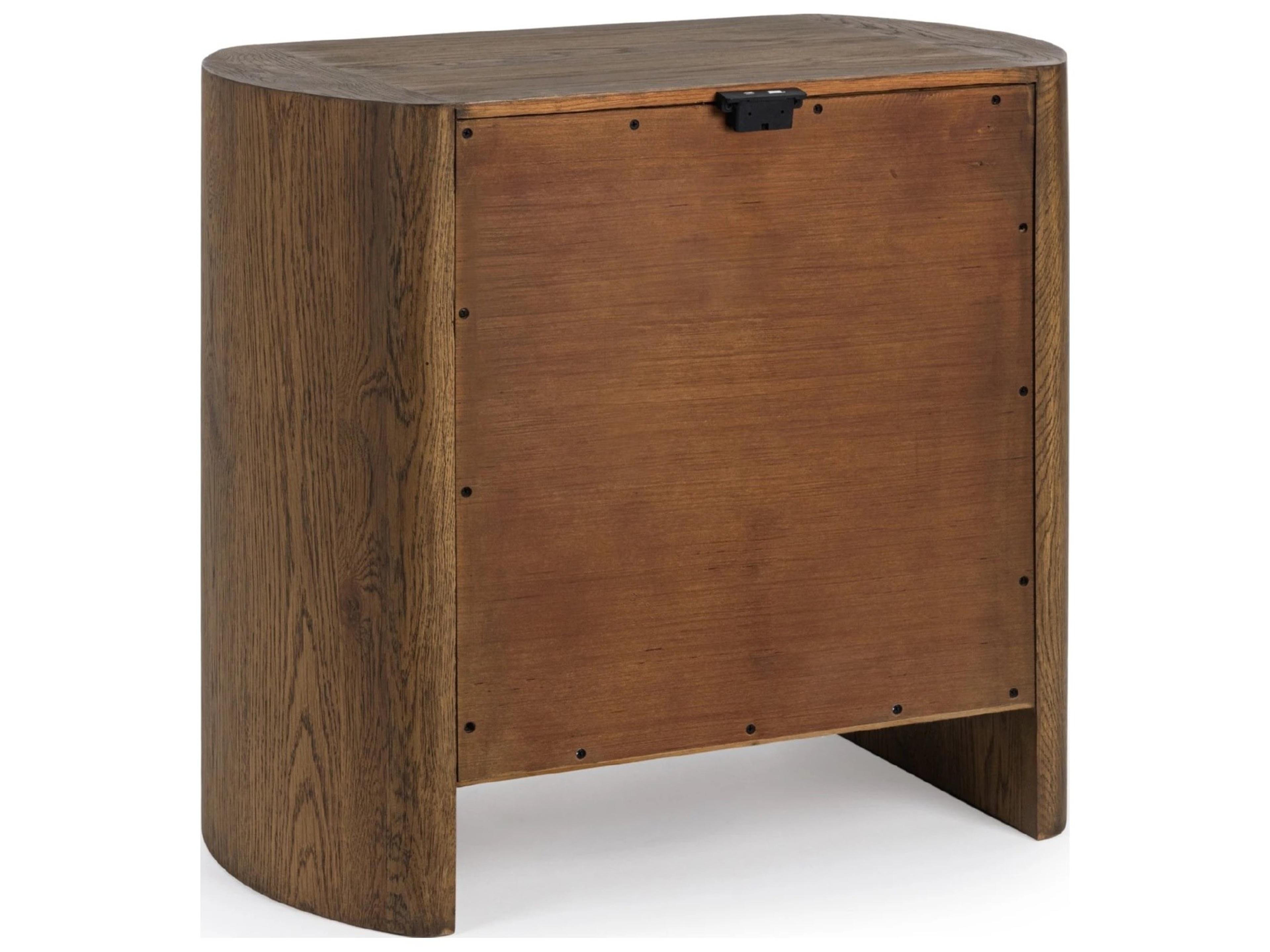 Classic Home Kyrie 2-Drawers Oak Wood Nightstand