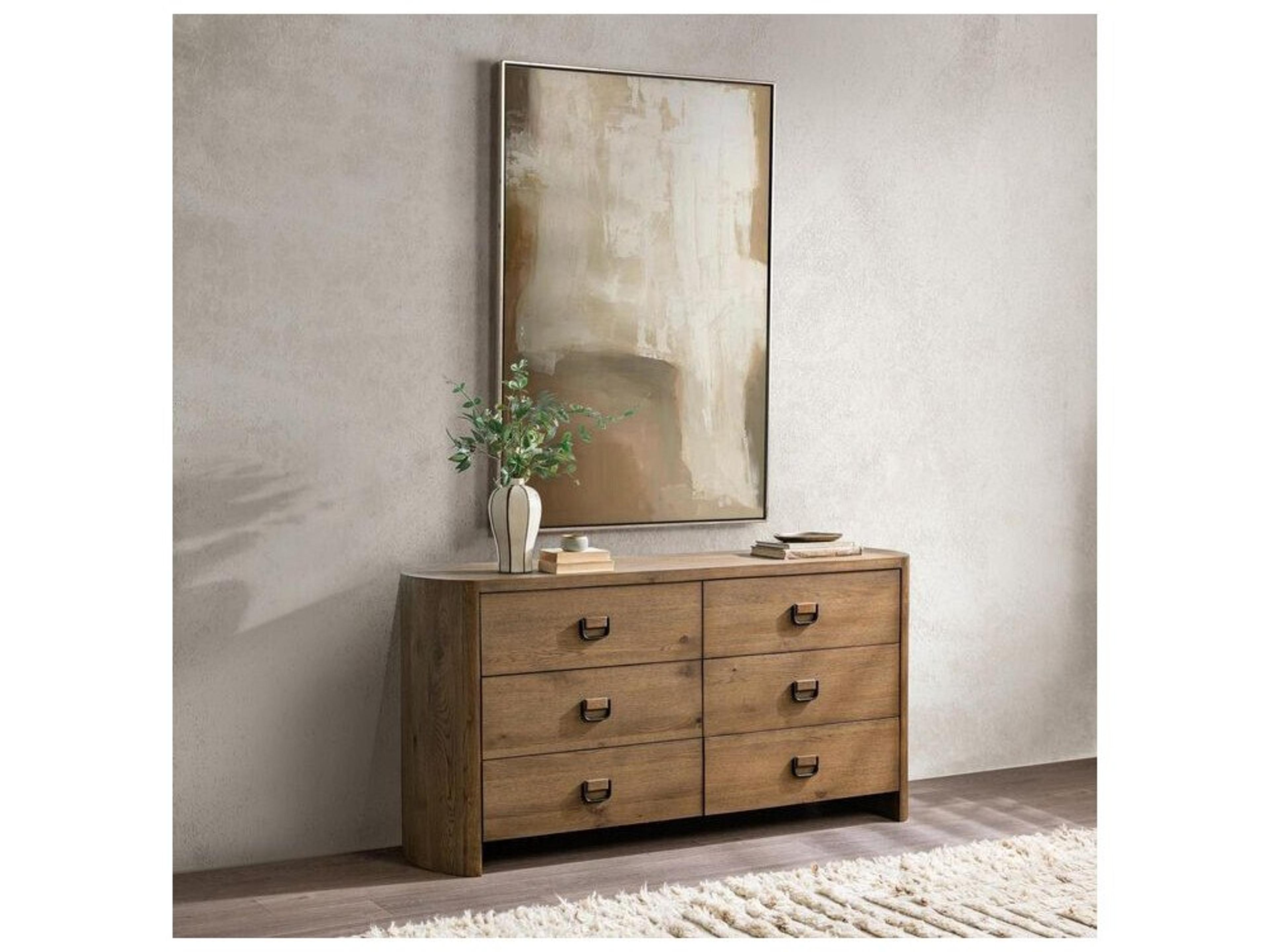 Classic Home Kyrie 6-Drawers Oak Wood Double Dresser