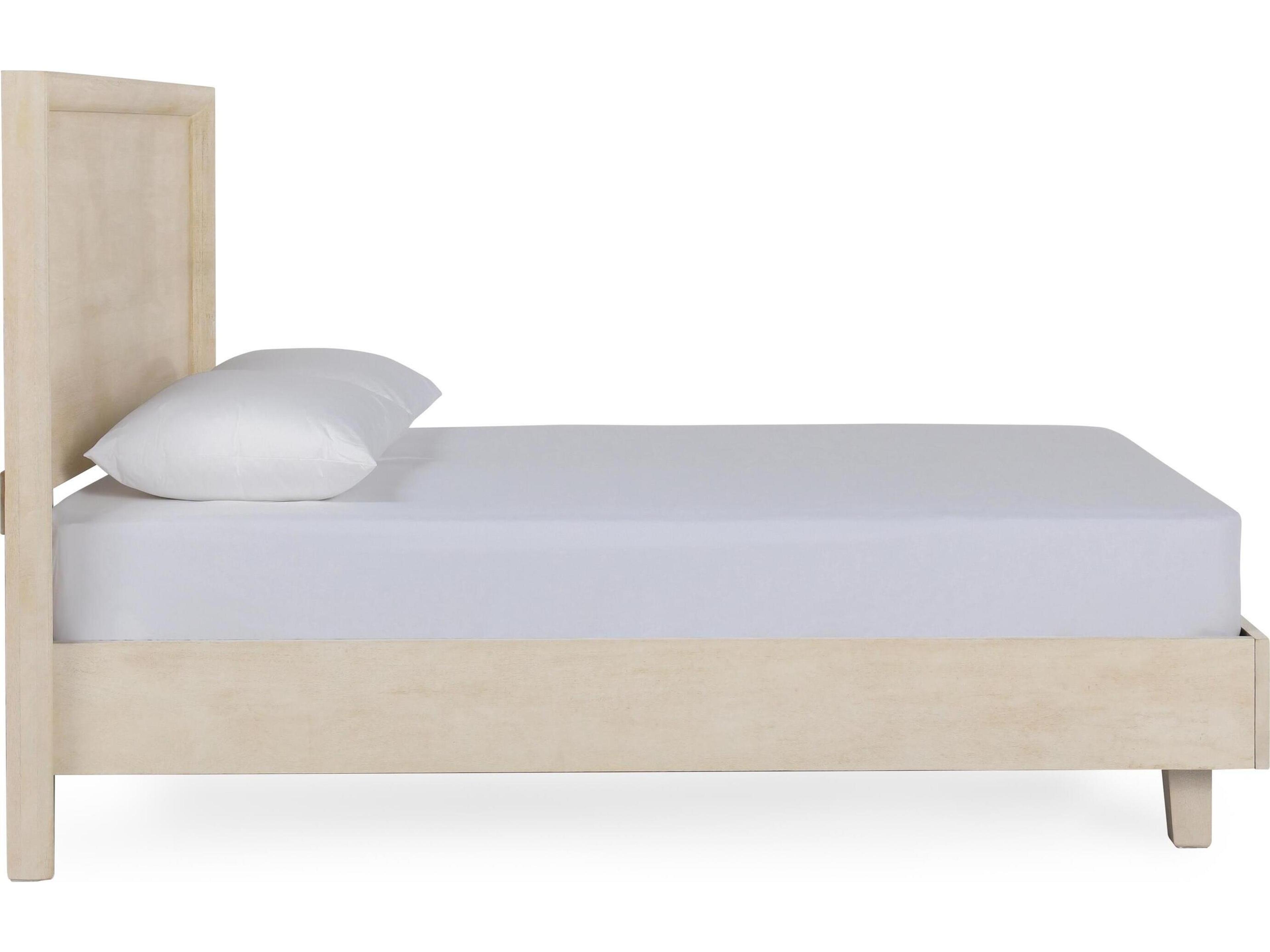 Classic Home Reece White Beige Mango Wood King Platform Bed