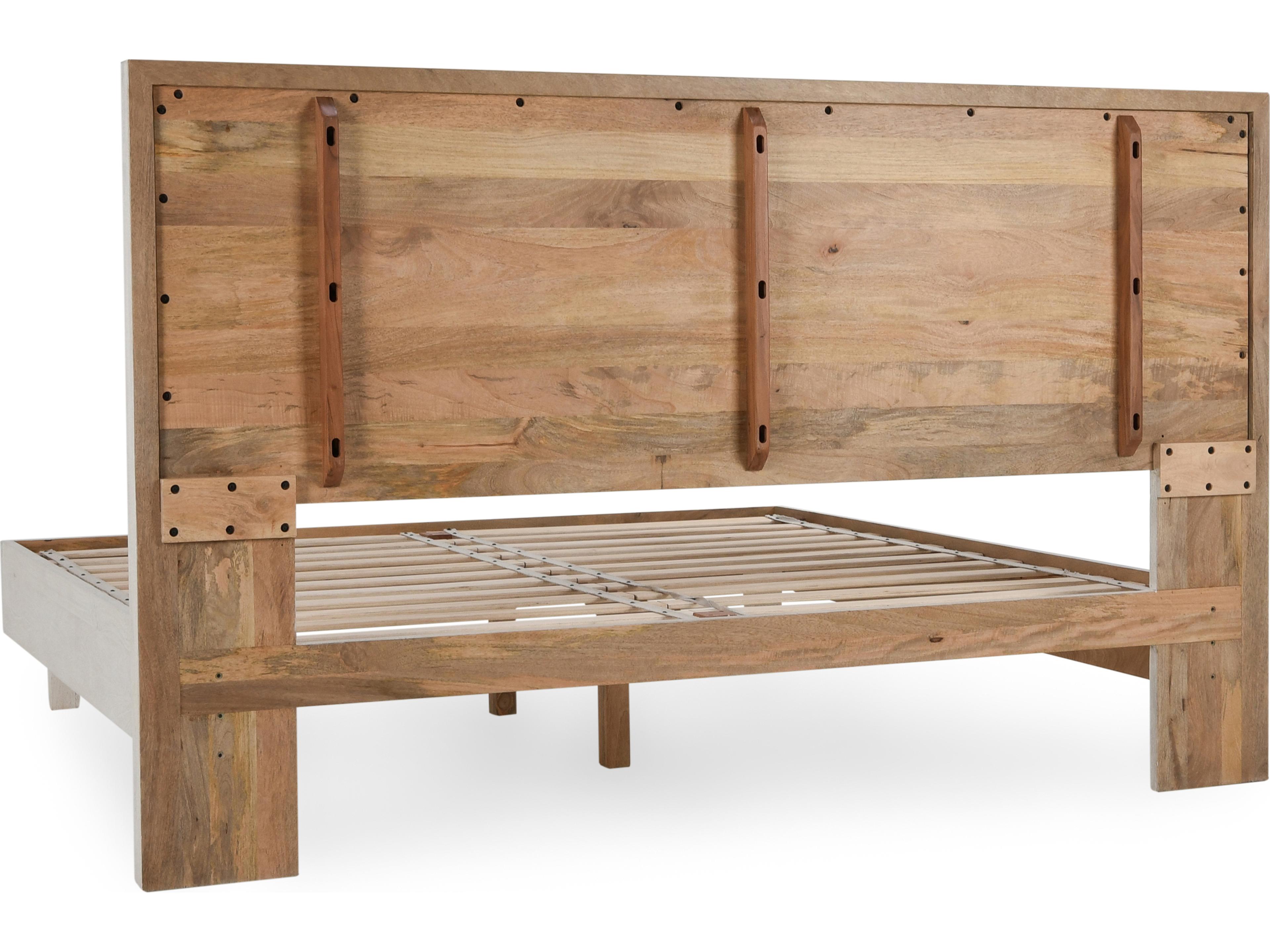 Classic Home Reece White Beige Mango Wood King Platform Bed