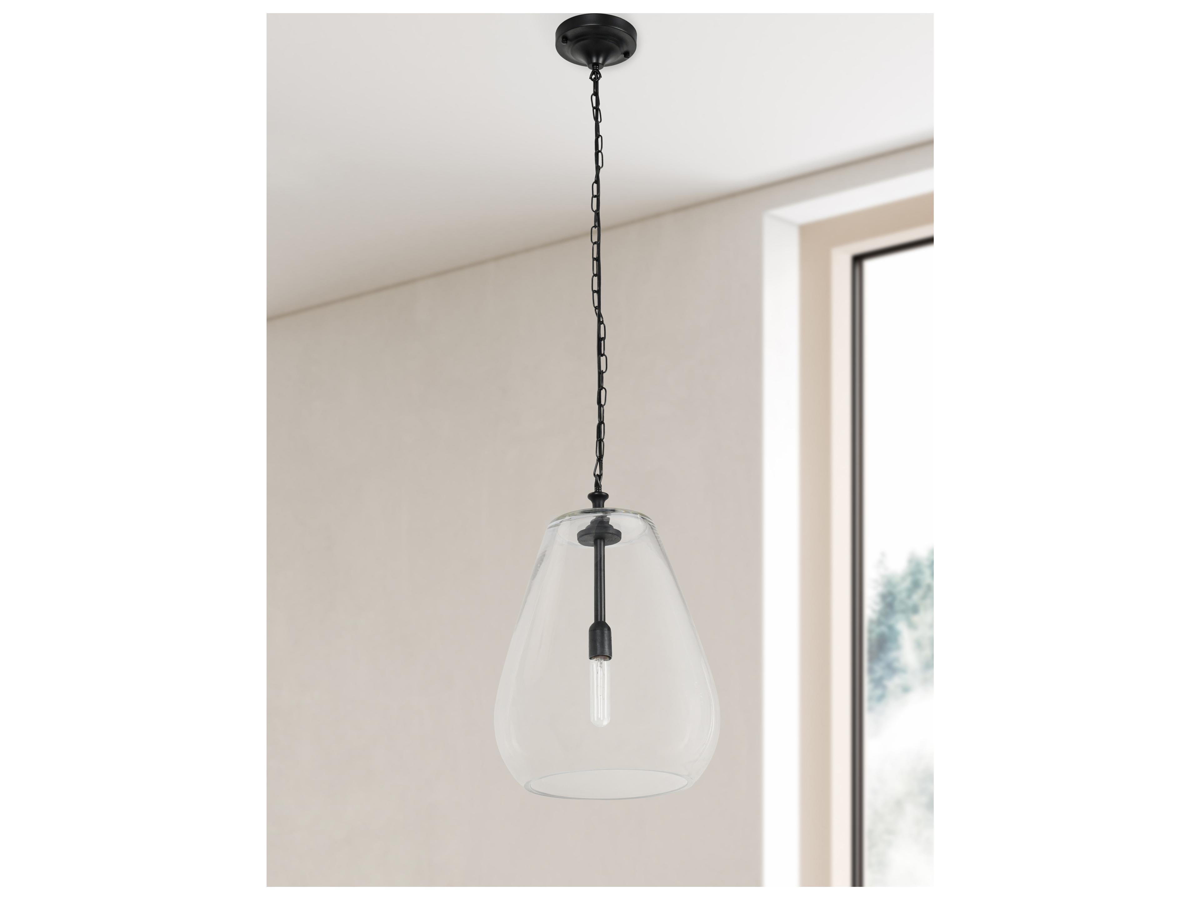 Classic Home Odense 1-Light Black Clear Bowl Mini Pendant
