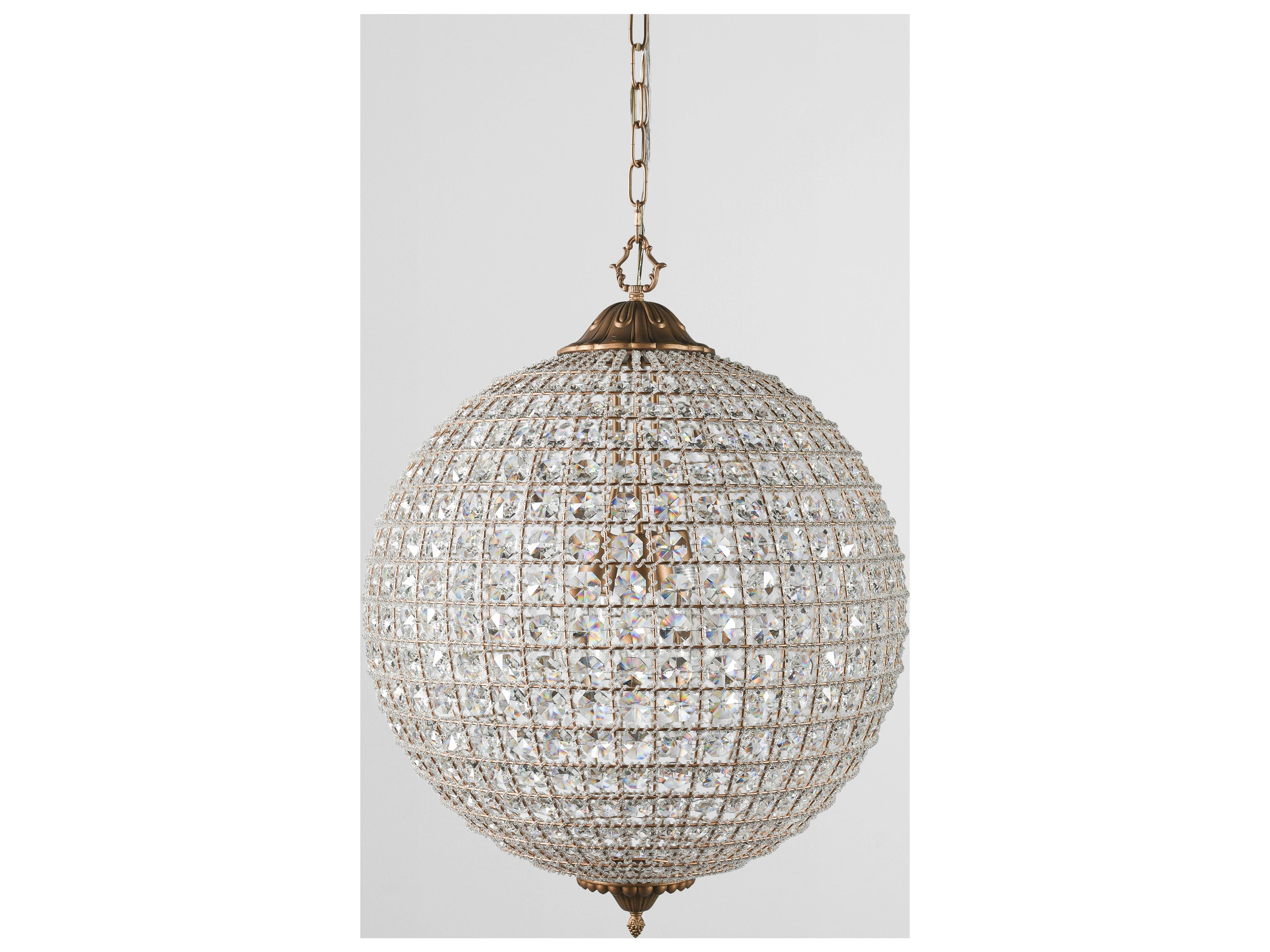 Allesandria 3-Light Gold Clear Crystal Globe Chandelier
