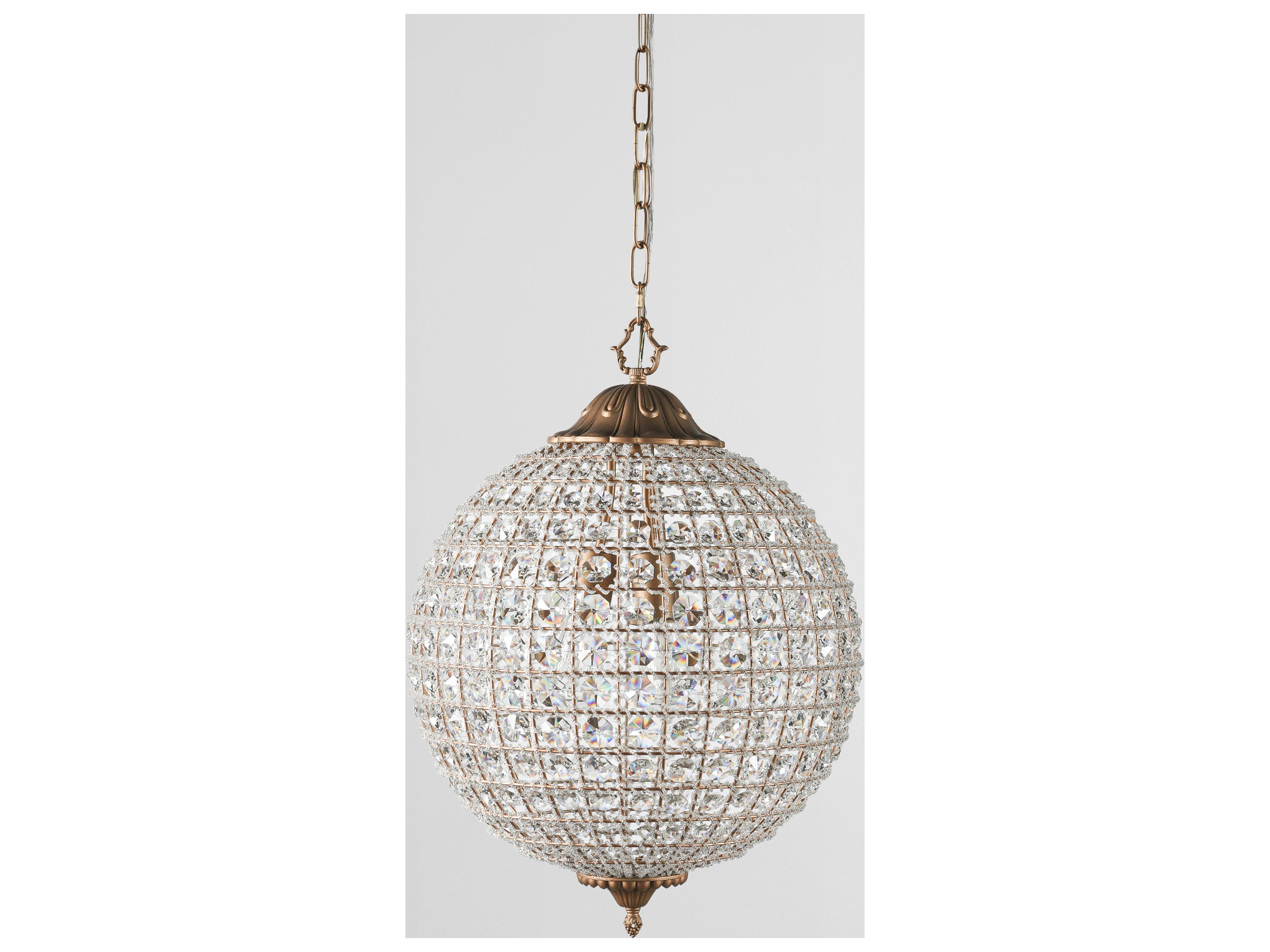 Allesandria 3-Light Gold Clear Crystal Globe Chandelier