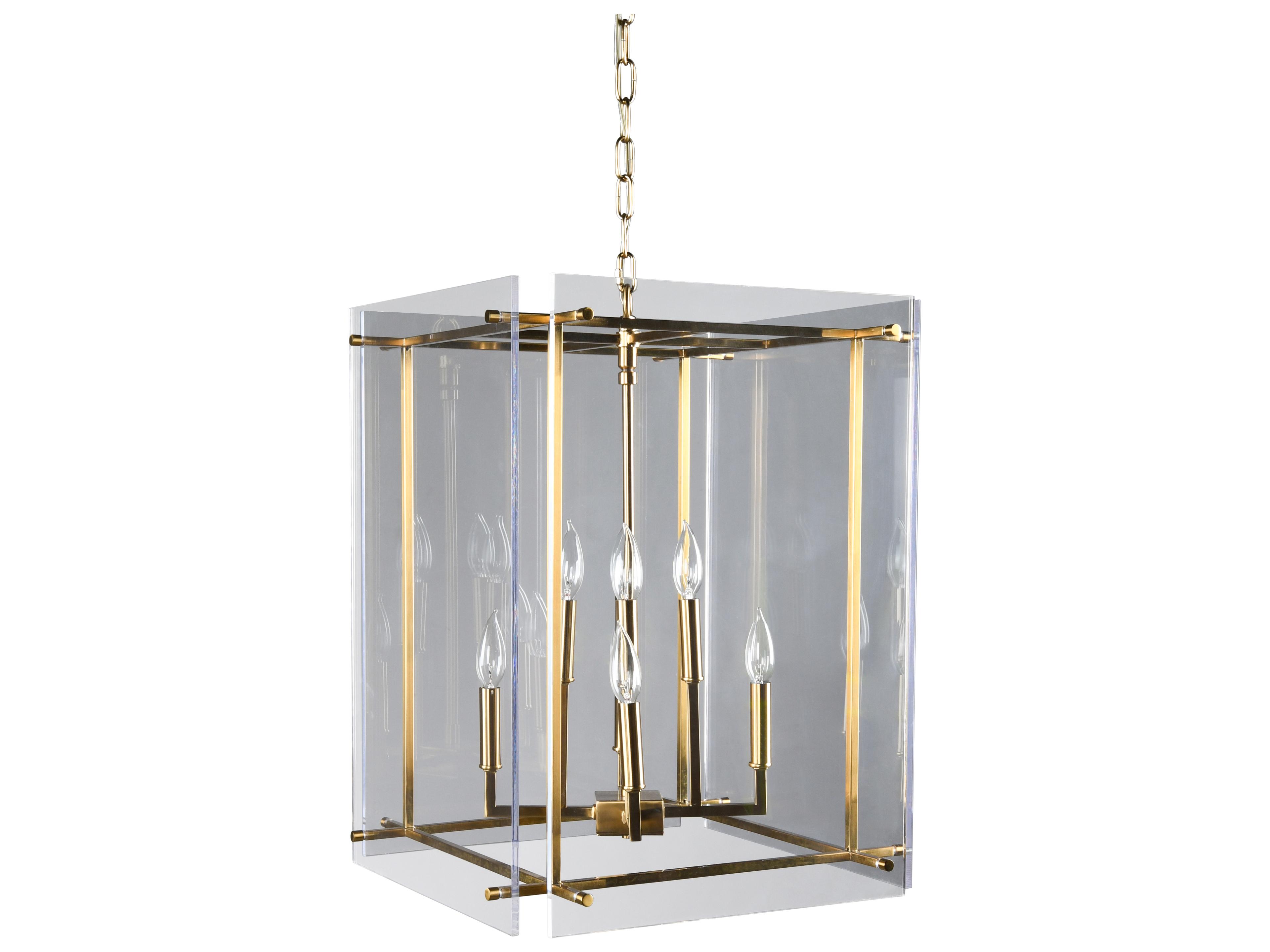 Lena 8-Light Gold Clear Lantern Chandelier