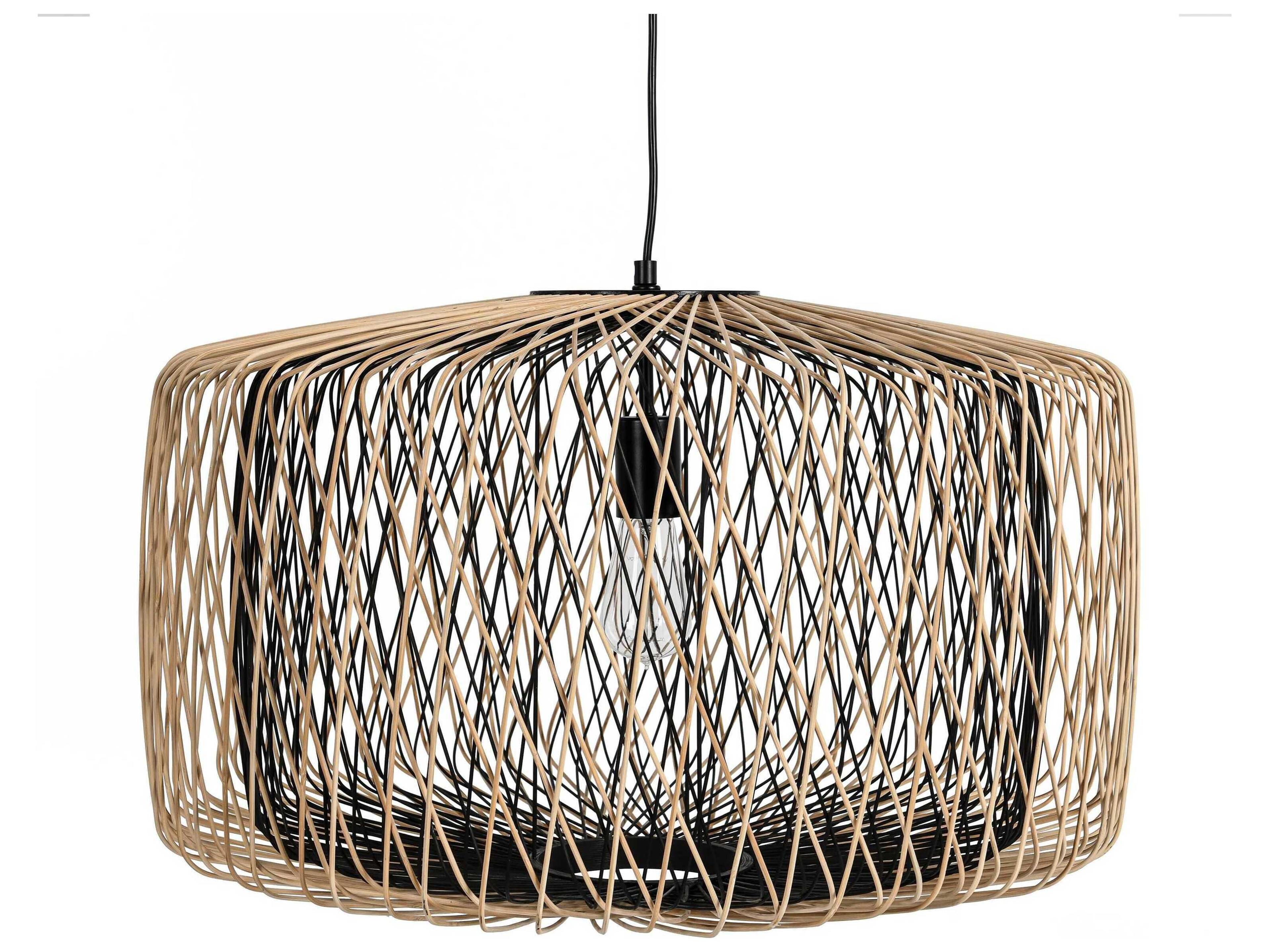 Estella 1-Light Black Drum Pendant