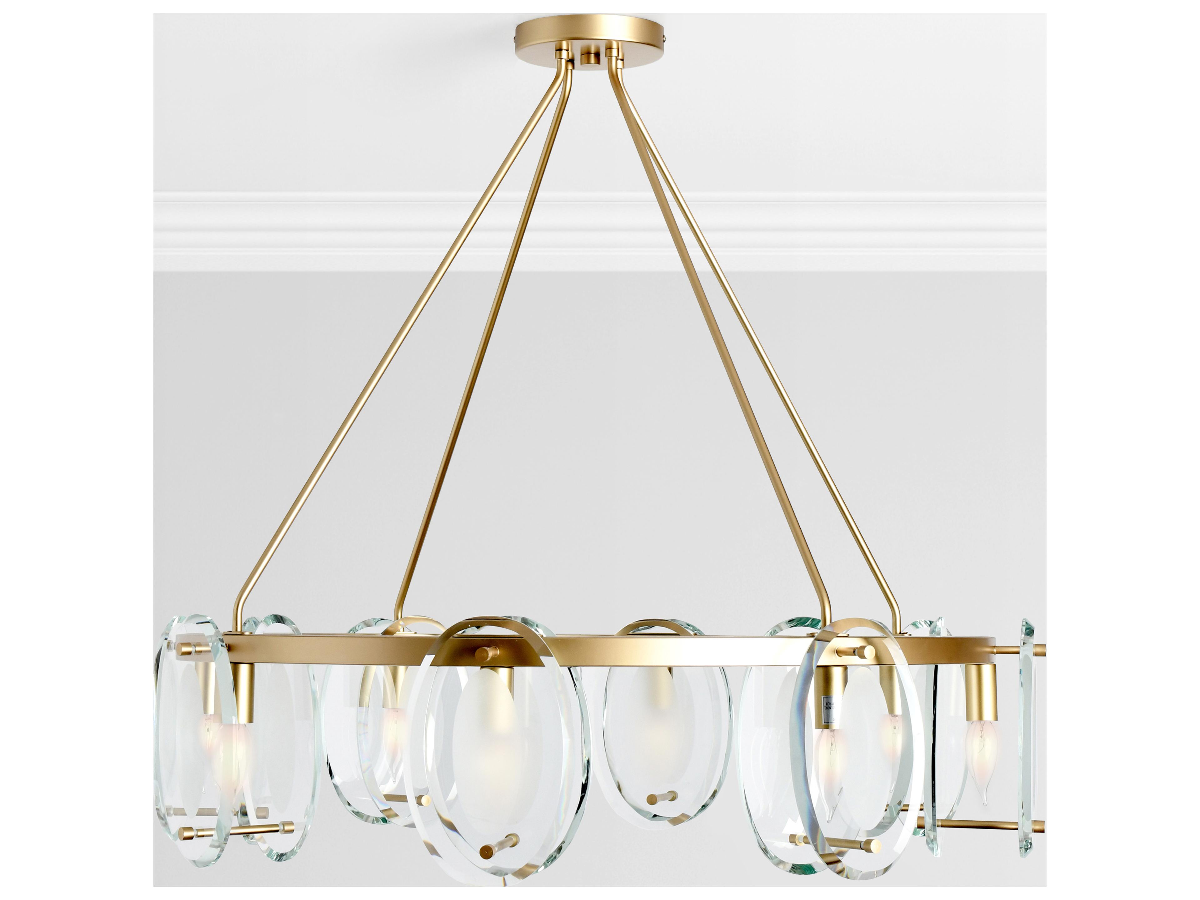 Classic Home Gina 8-Light Gold Glass Cylinder Chandelier