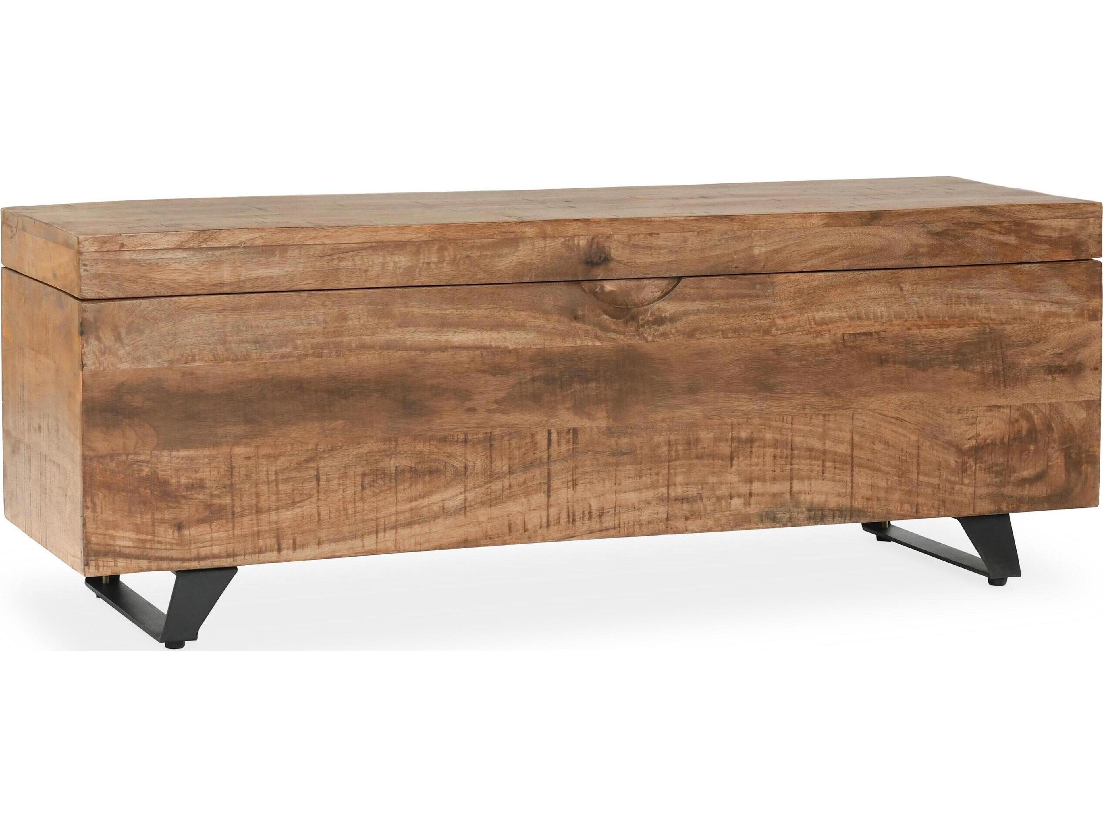 Axis Natural Hand Ed Brown Top Mango Wood Storage Trunk