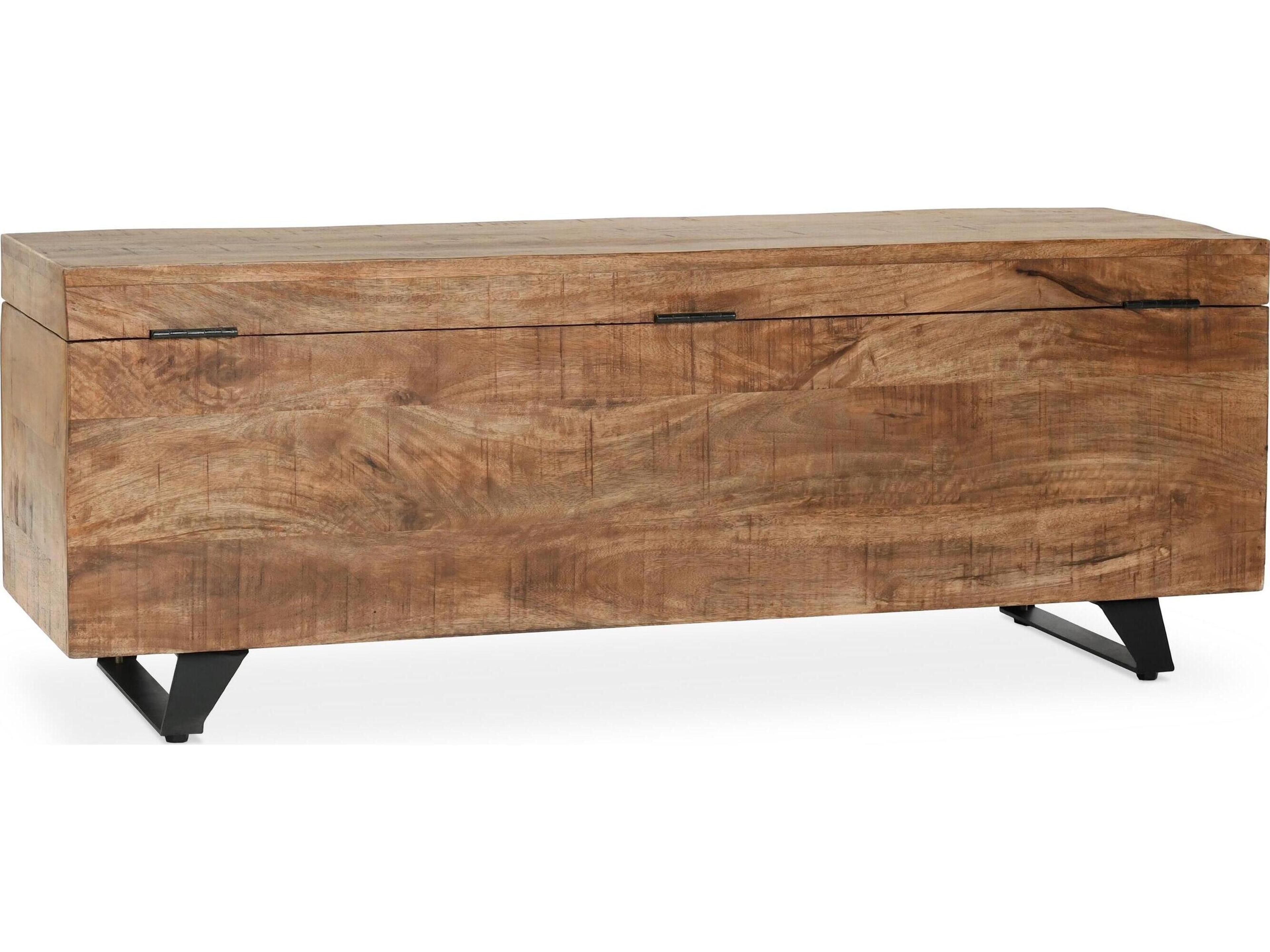 Classic Home Axis Natural Hand Ed Brown Top Mango Wood Storage Trunk