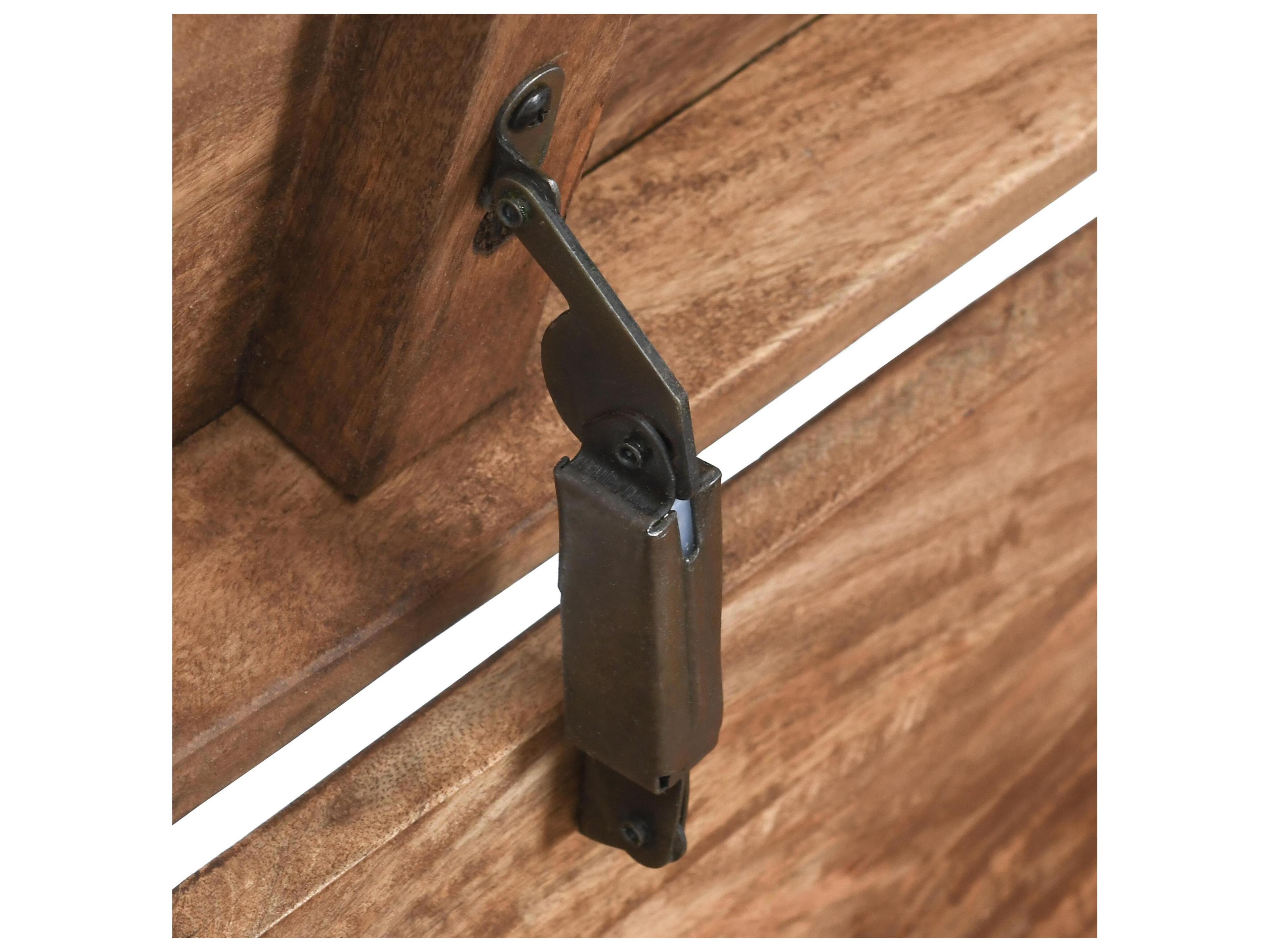 Classic Home Axis Natural Hand Ed Brown Top Mango Wood Storage Trunk