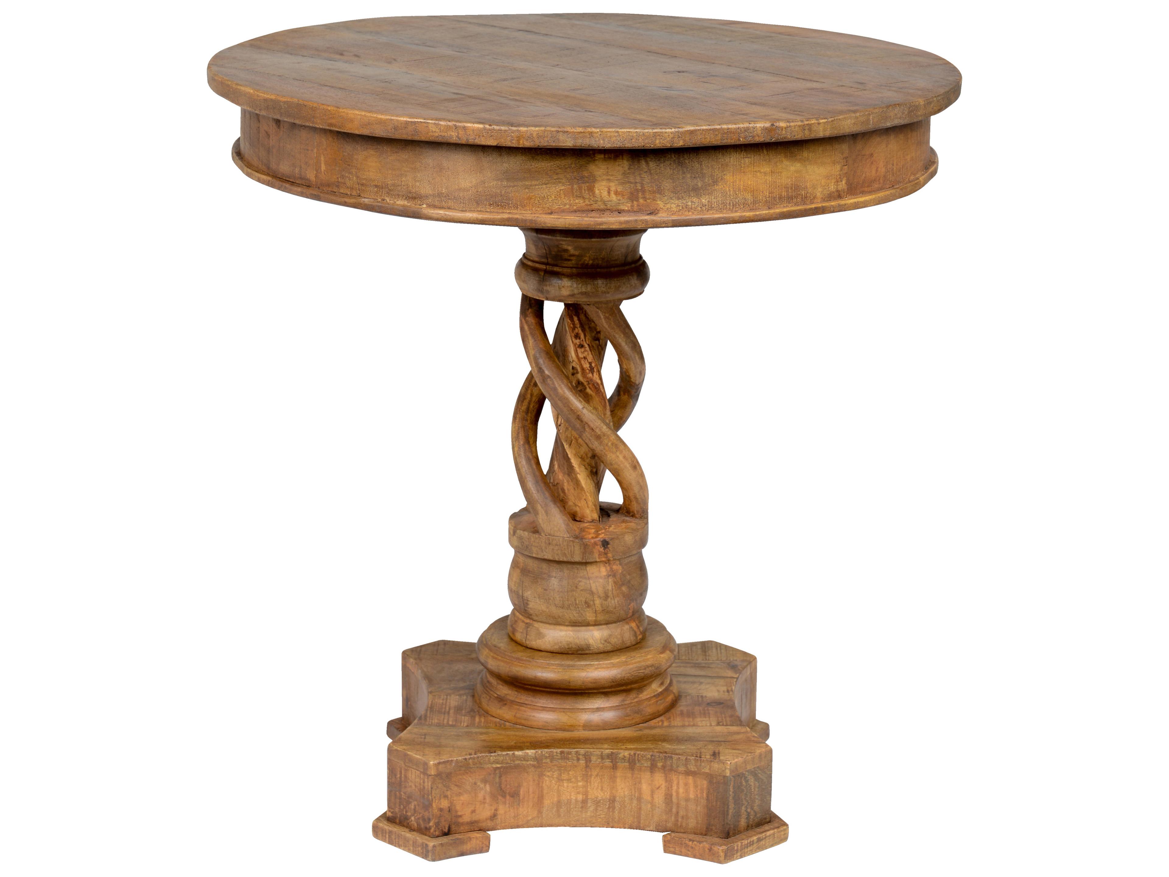 Isabella Round Wood Distressed Honey Brown Dining Table
