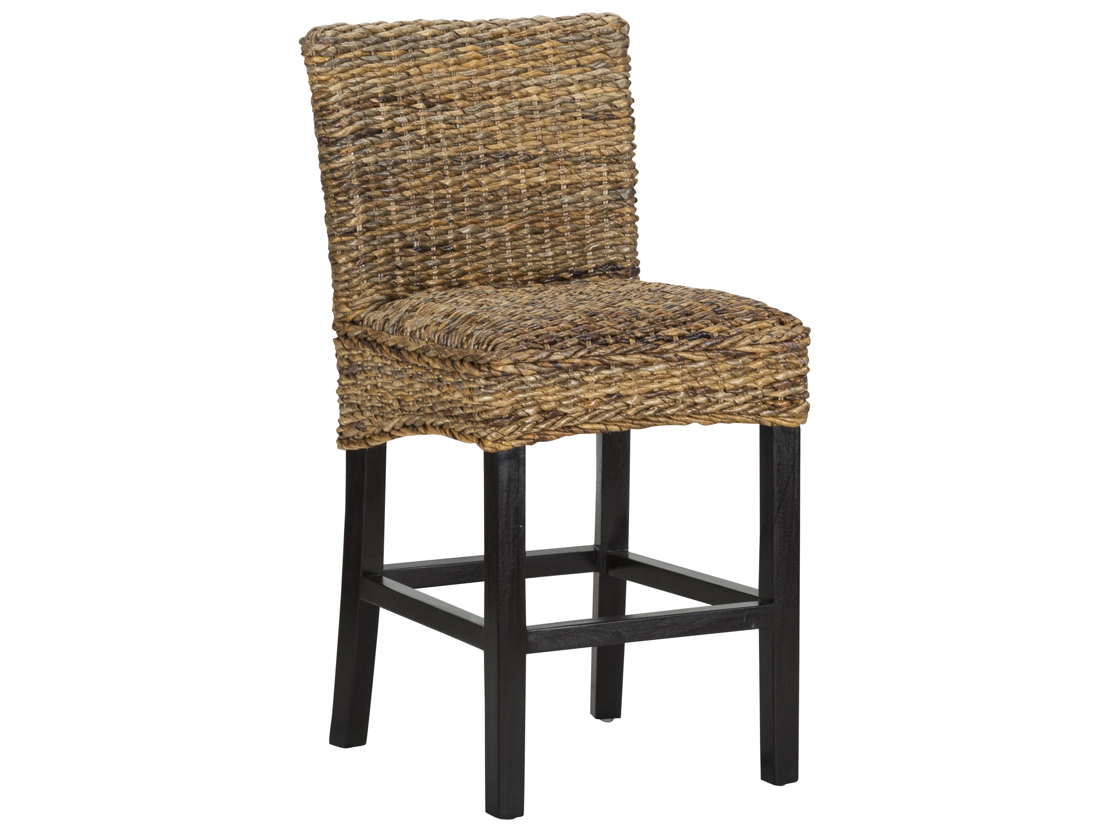 Abaca Multi Brown Seat And Black Legs Hardwood Counter Stool