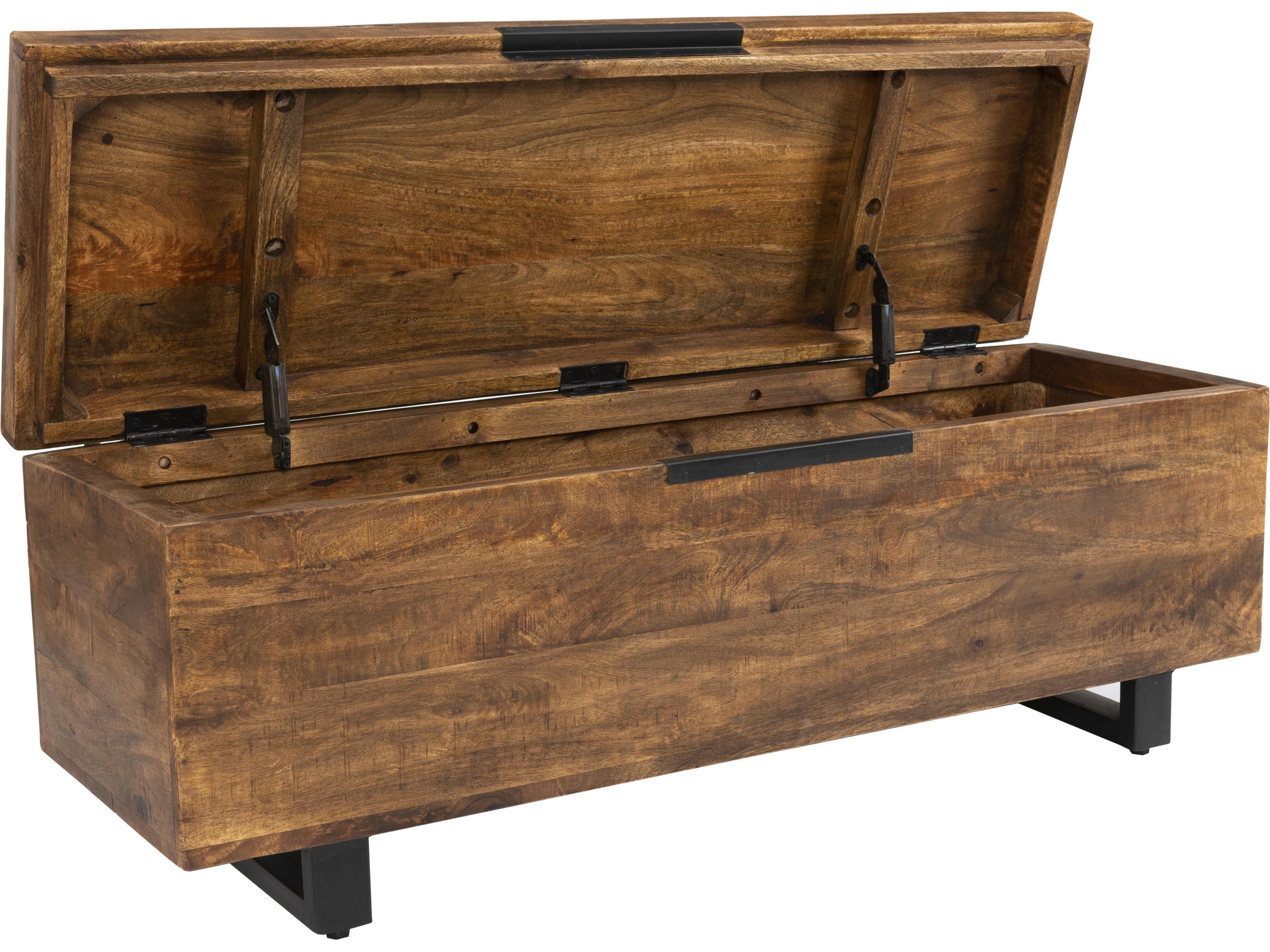 Classic Home Greyson Honey Brown Mango Wood Storage Trunk