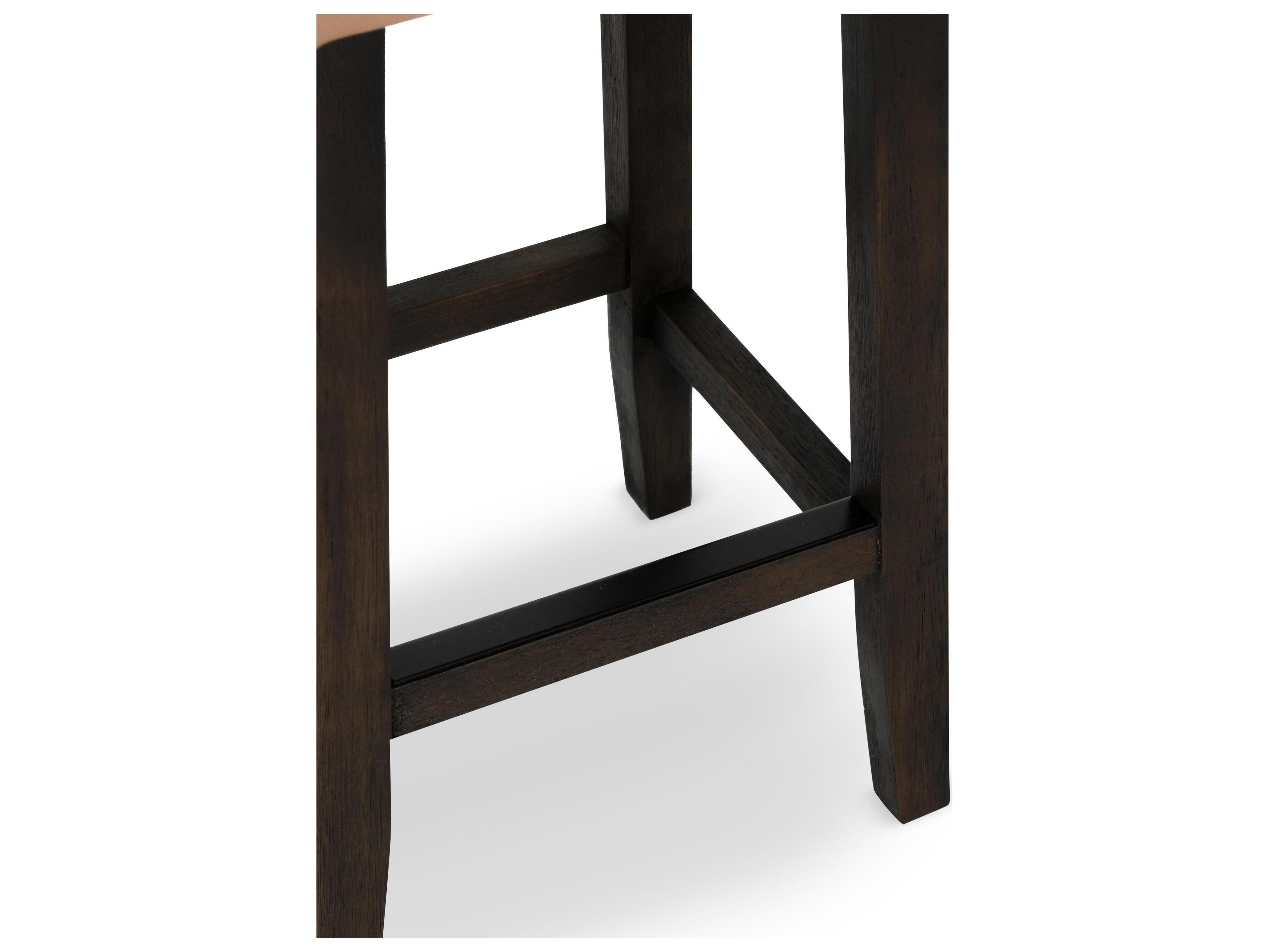 Classic Home Lauri Camel Beige Leather Rubberwood Counter Stool